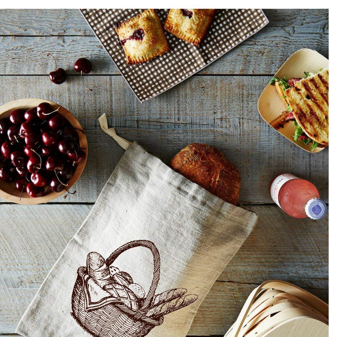 Bread Story Natural Linen Bread Bags - 2-Pack Large 11x15in, Beige, Reusable Food Storage for Artisan Bread, Housewarming Gift
