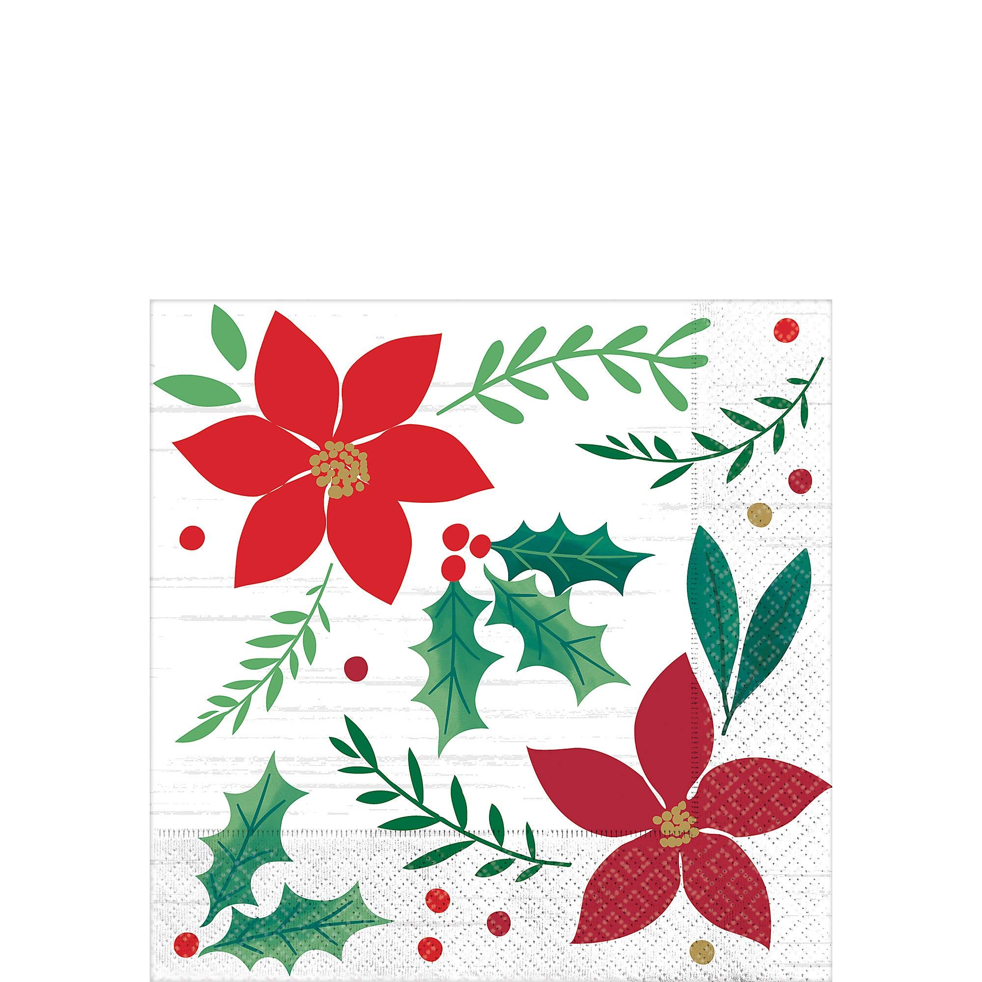 Christmas Wishes Beverage Paper Napkins - 5'' X 5'' Multicolor, Pack Of 16
