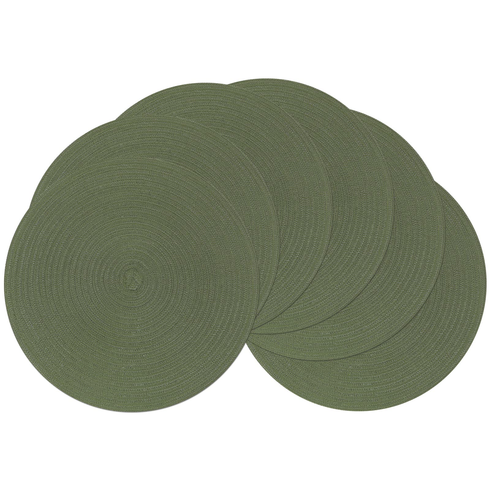 Shacos Round Placemats Set Of 6 Washable 15 Inch Round Table Mats Cotton Polyester Woven Braided Place Mats For Dining Table (Ol