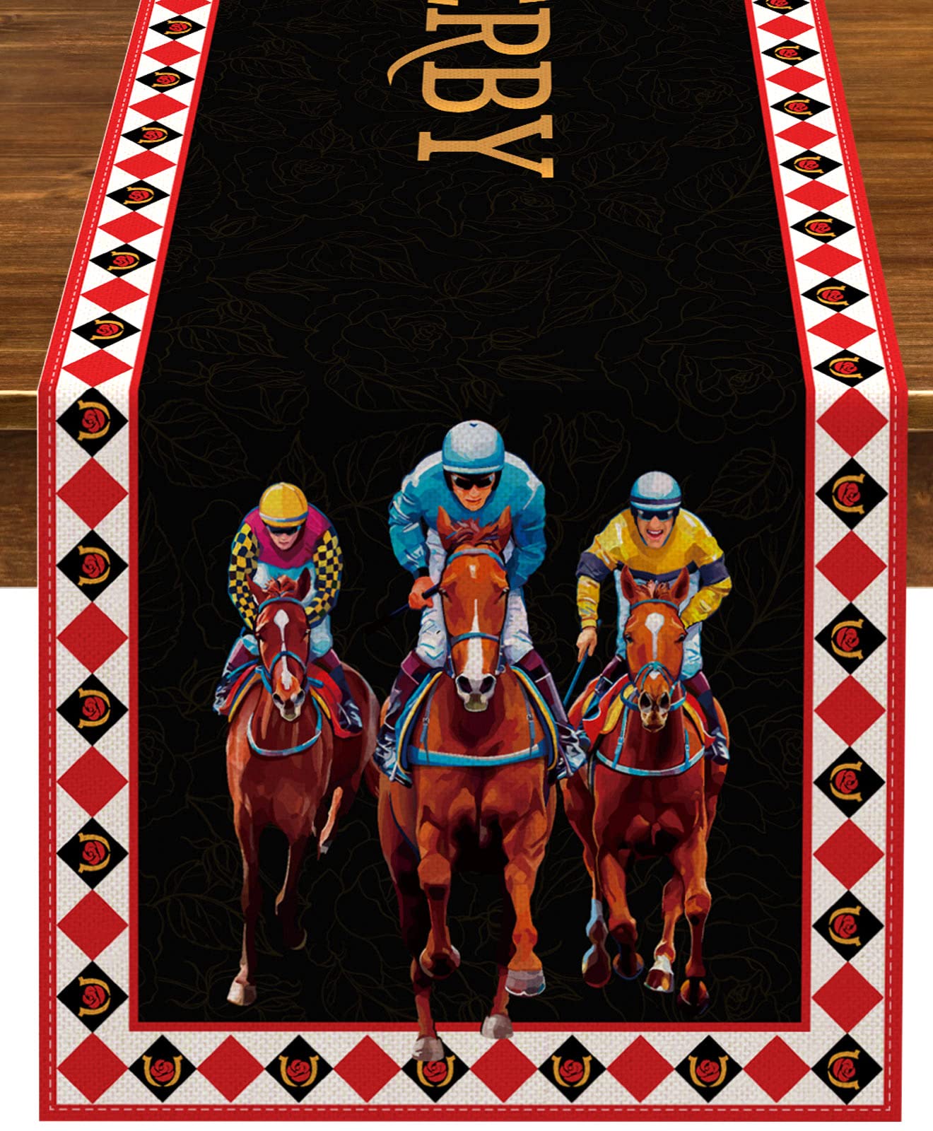 Nepnuser Kentucky Derby Table Runner Churchill Downs Horse Racing Themed Party Decoration Run For The Roses Home Kitchen Dining