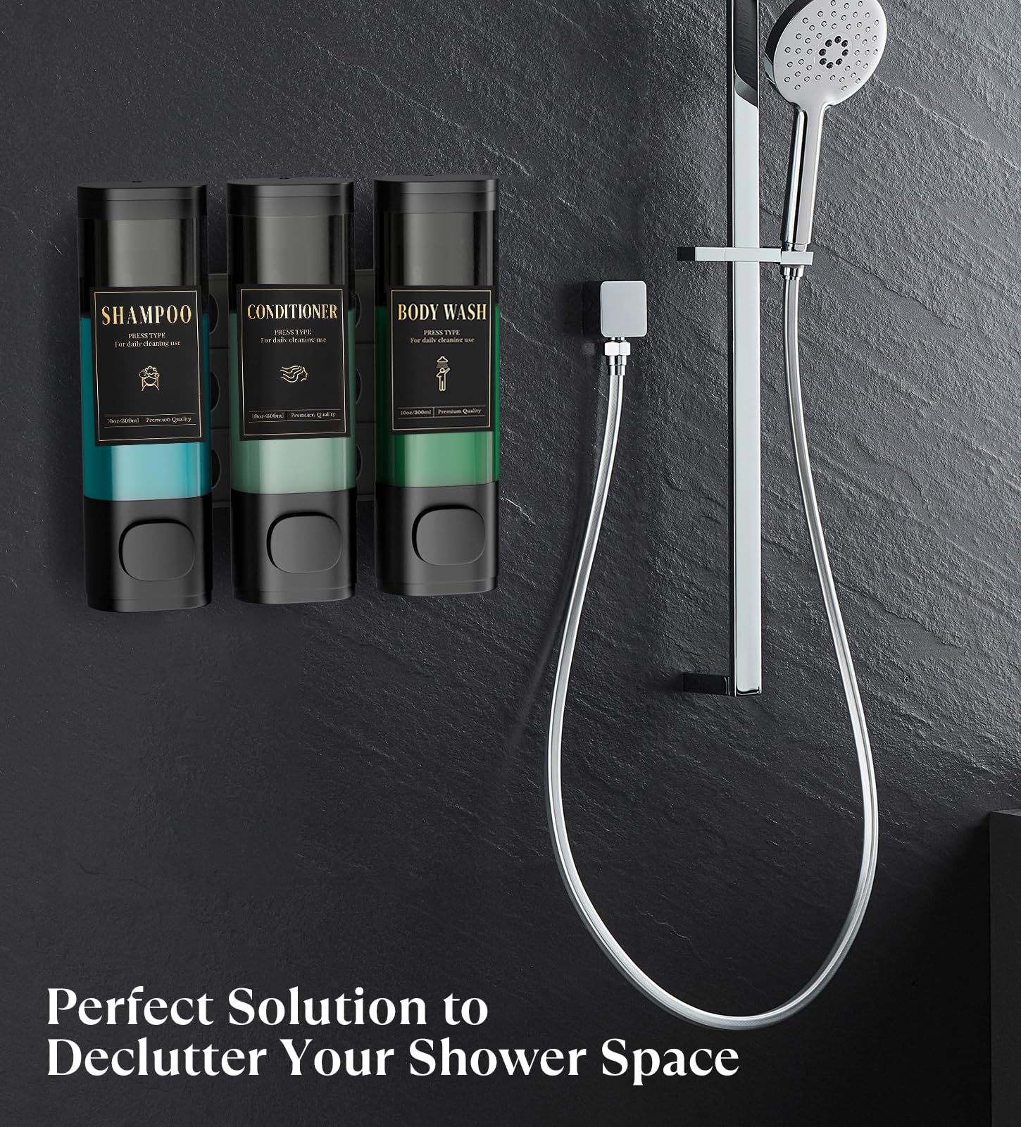 Luxspire Shampoo And Conditioner Dispenser, No Drill Wall Mounted Shower Soap Dispenser 3 Chamber With Waterproof Labels, Easy R