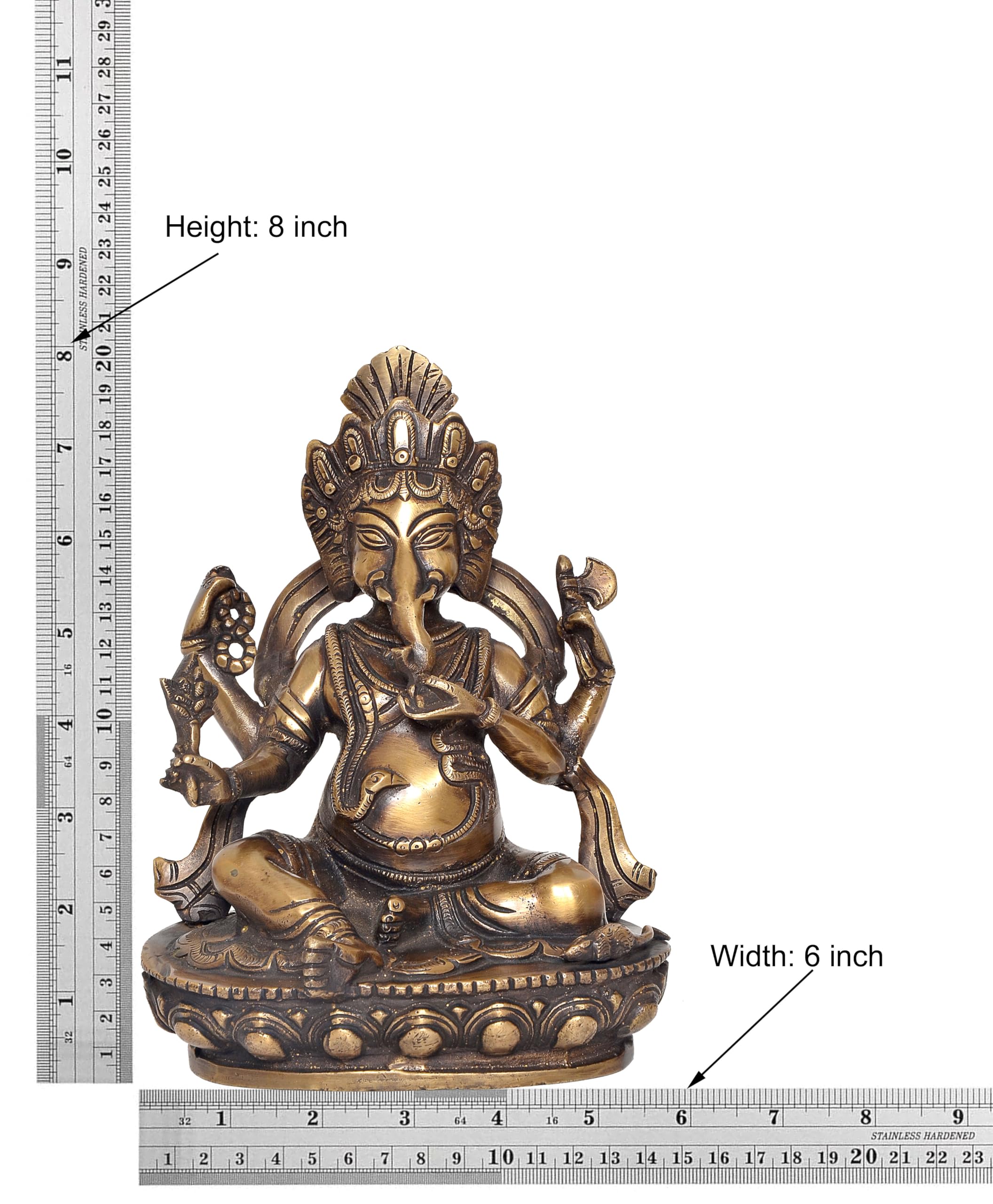 Dattatreya Brass Lord Ganesha Idol Sitting Ganesh Statue Decorative Sculpture For Home Decor Office Mandir Pooja Temple (Height