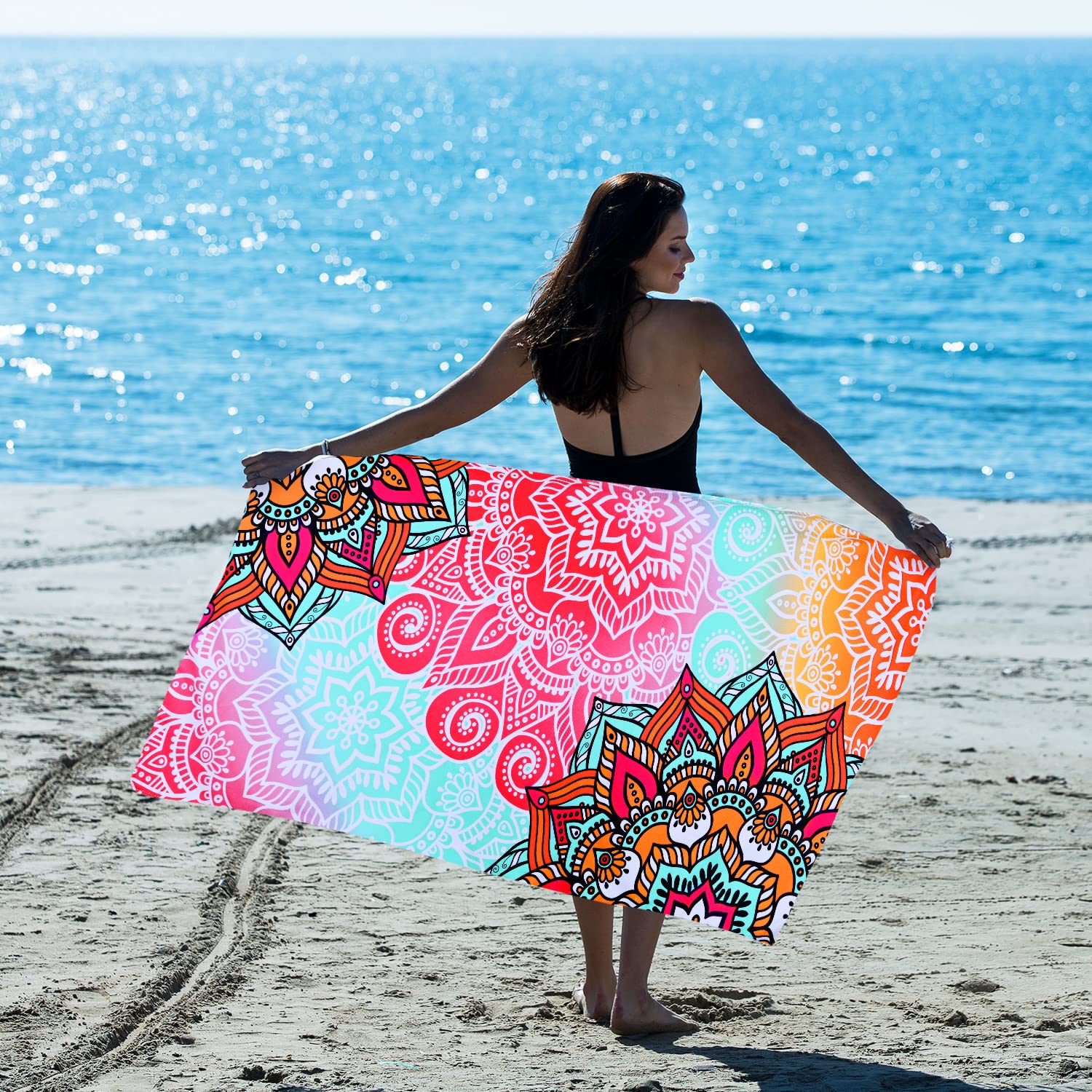 LIVILAN Pink Mandala Beach Towel Blanket for Girls Women  Soft Lightweight Microfiber Quick Dry and Sand Free Boho Towel  Thin Bohemian Pool Swim Bath Shower Beach Towel Mandala Gift  30x60 inch