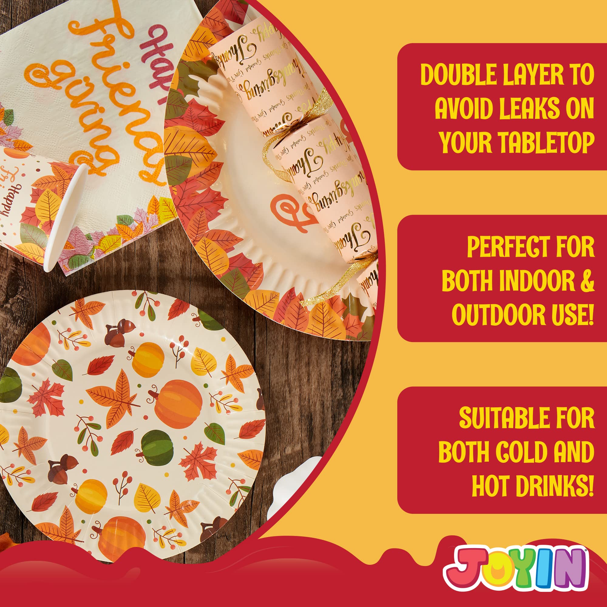 Joyin 120 Pcs Thanksgiving Disposable Dinnerware Dinner Plate, Thanksgiving Paper Plates And Napkins Sets, Thanksgiving Party Fa