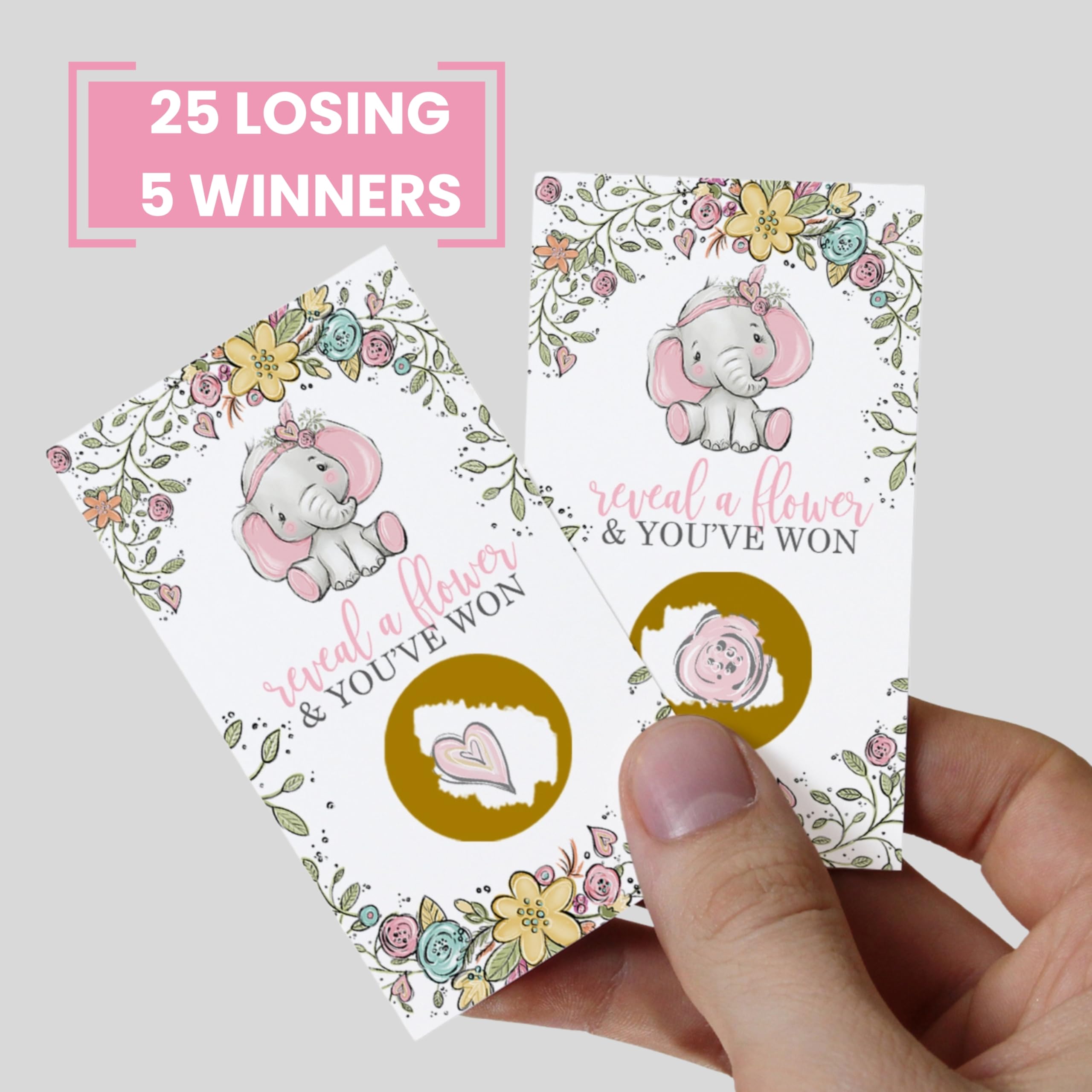 Paper Clever Party Baby Shower Games For Girls - 30 Cards - Fun Scratch Off Game Guest Activities Reveal To Win Prizes, Cute Pin