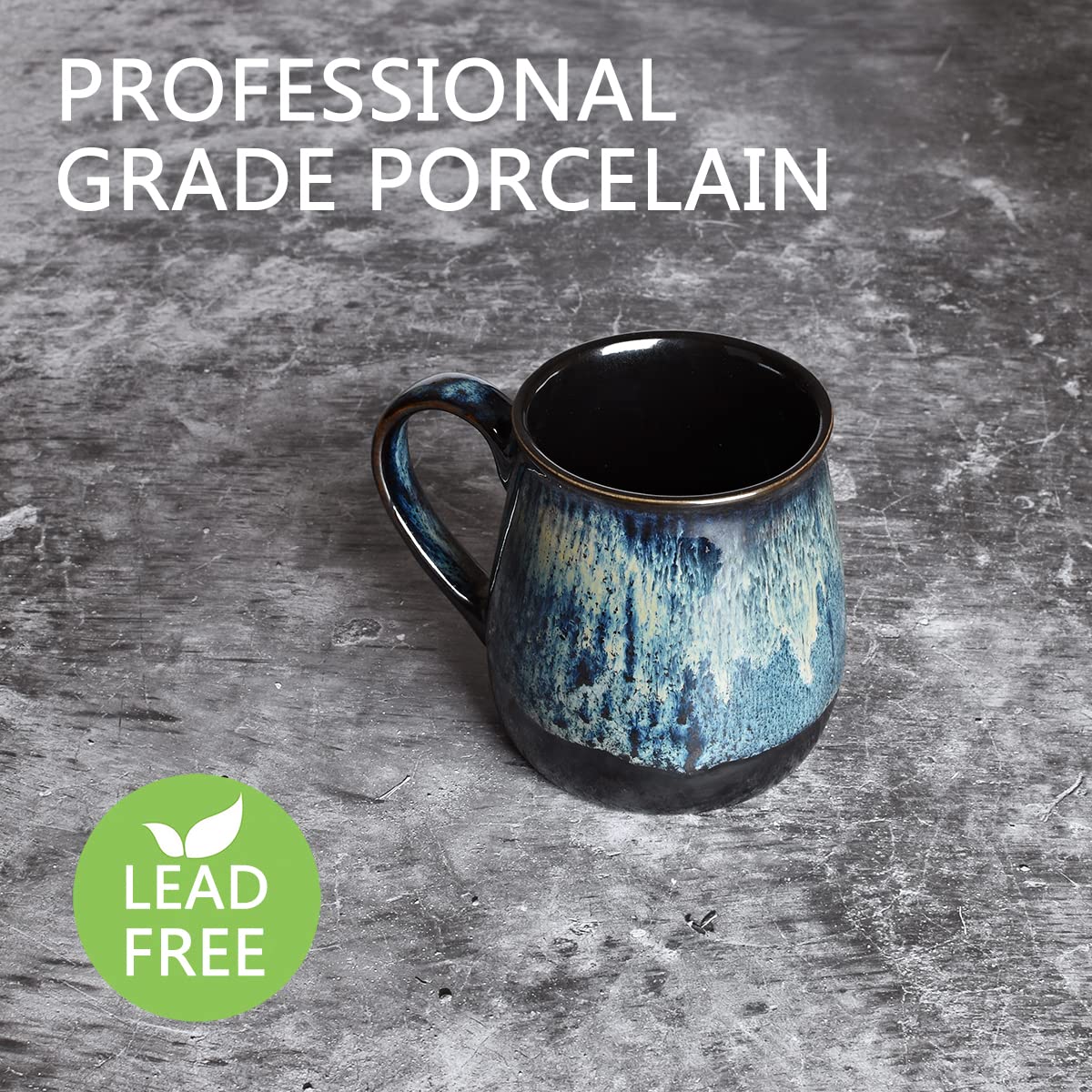 Bosmarlin Large Ceramic Coffee Mug, Blue Big Tea Cup for Office and Home, 21 Oz, Dishwasher and Microwave Safe (Blue, 1)