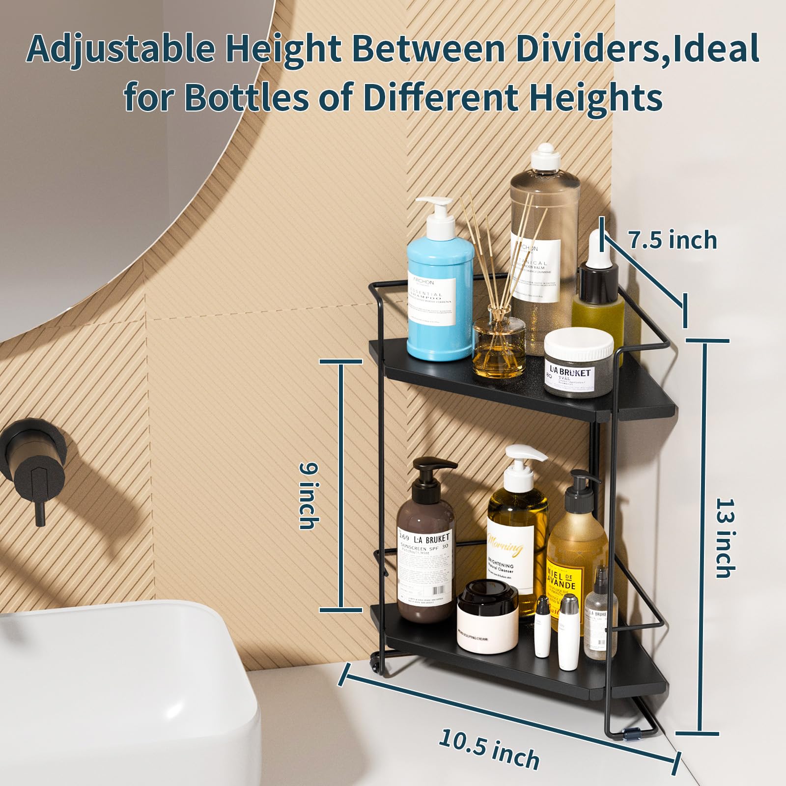 Boivshi Bathroom Organizer Countertop, 2-Tier Bathroom Organizers And Storage For Bathroom Countertop, Kitchen Counter, Corner S