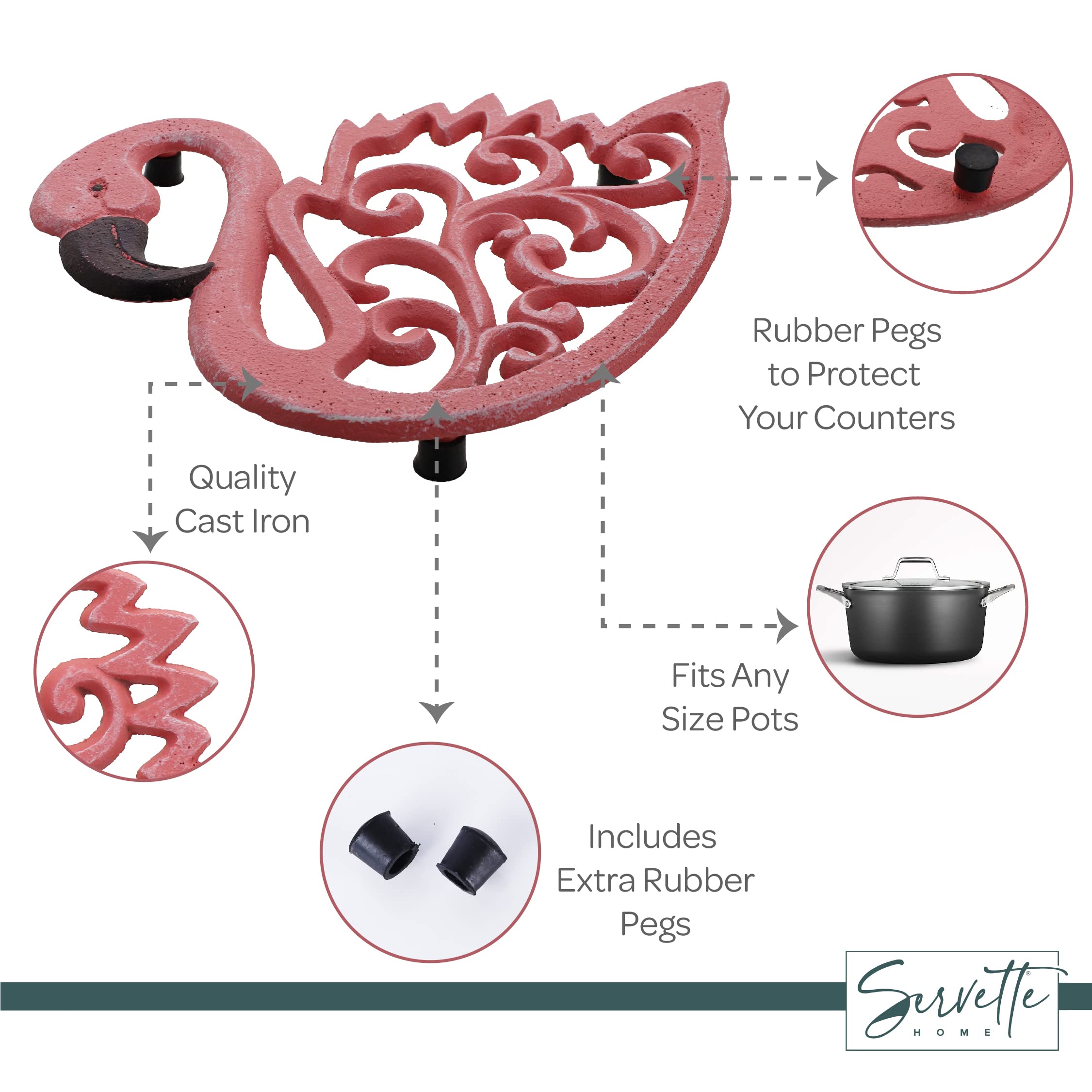 Cast Iron Pink Flamingo Trivets For Hot Dishes