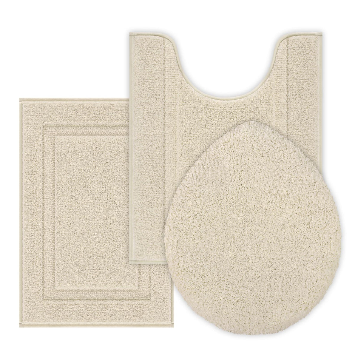 Shacos Microfiber Bathroom Rugs Set Of 3 With Toilet Lid Cover Non Slip Washable Bath Mat Absorbent Bathroom Carpet 16''X24''+U