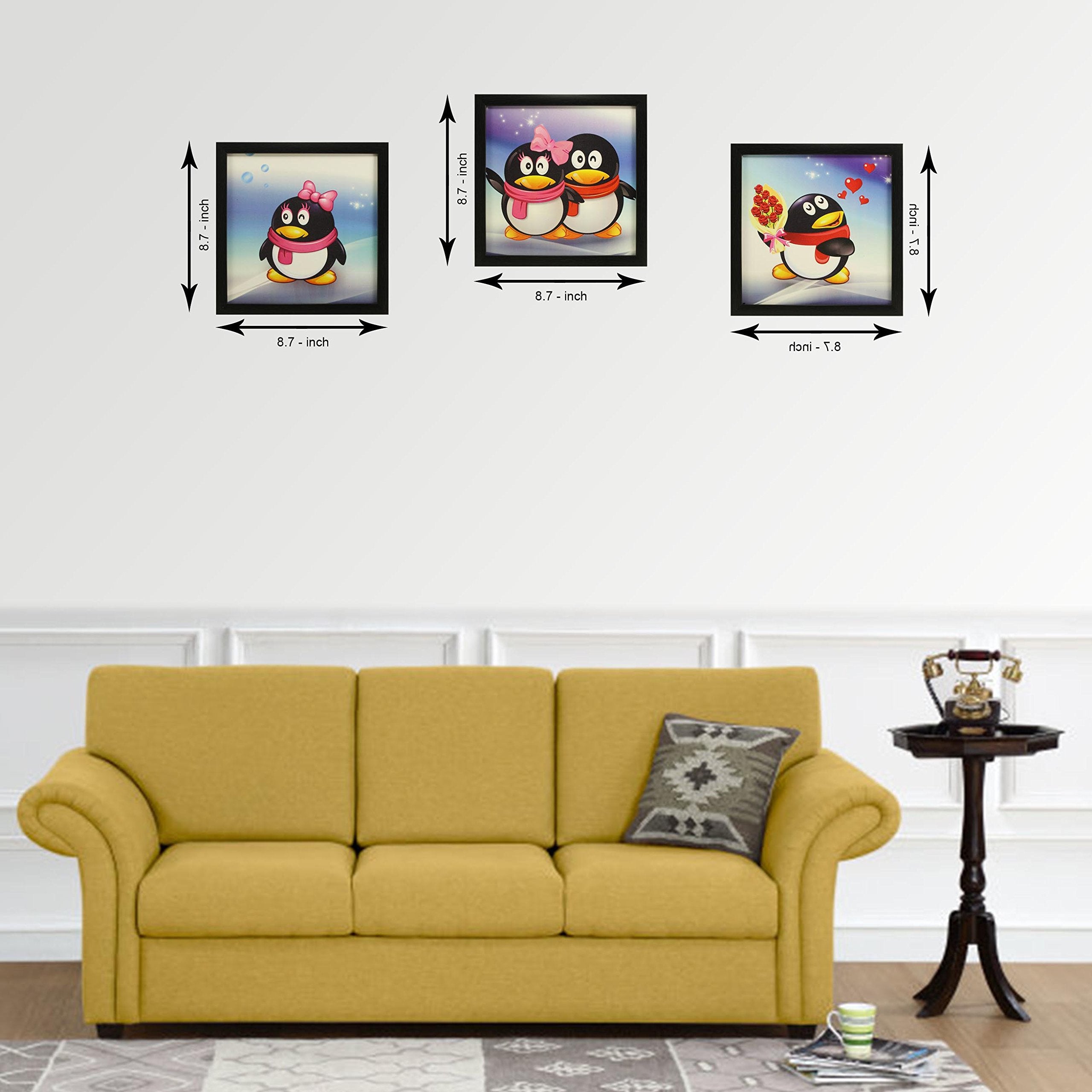 Indianara 3 Piece Set of Framed Wall Hanging Kids Room Decor (1031) Art Prints 8.7 INCH X 8.7 INCH Without Glass