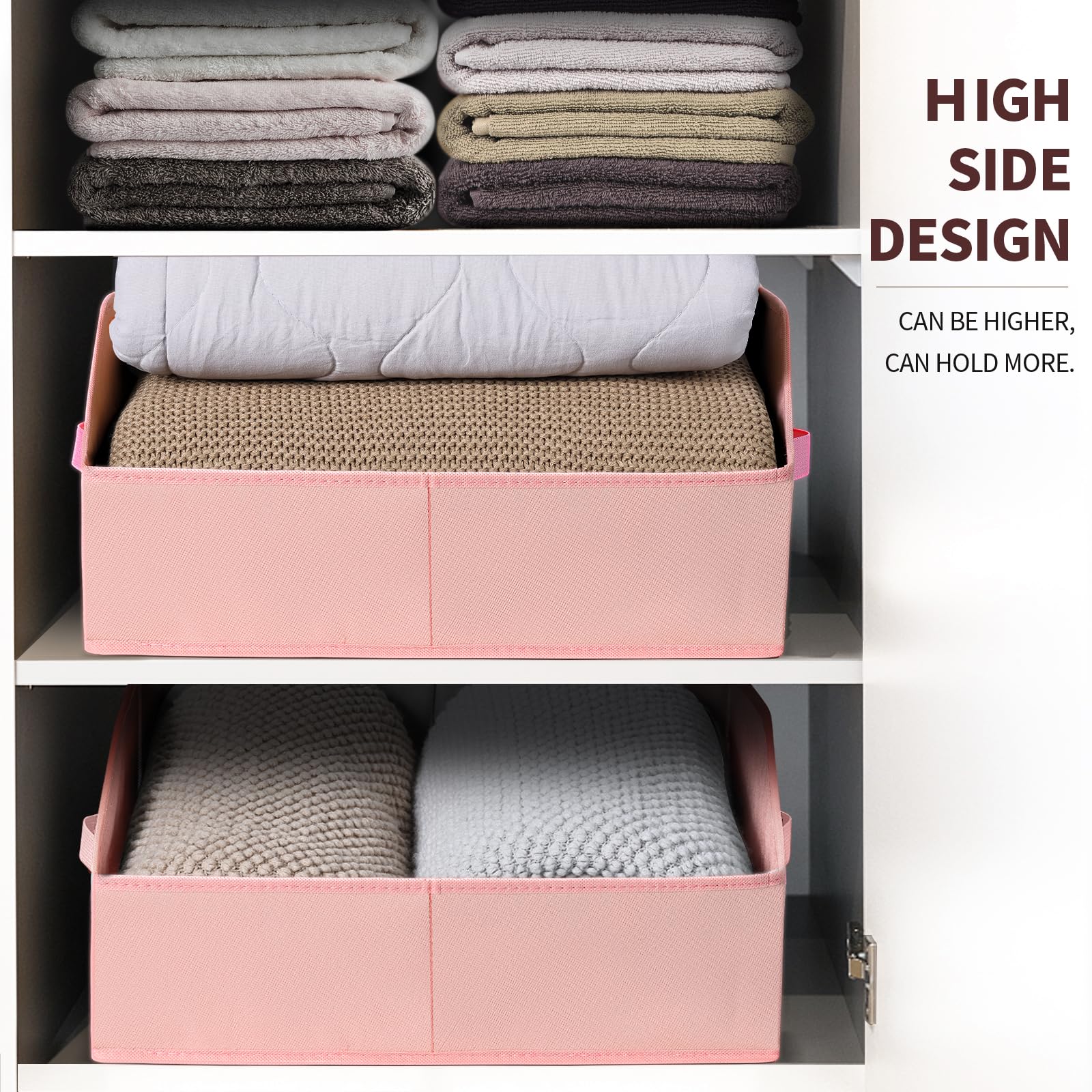Homsorout Closet Baskets For Shelves Trapezoid - Decorative Storage Baskets With Handle, Closet Bins For Organization, Shelf Sto