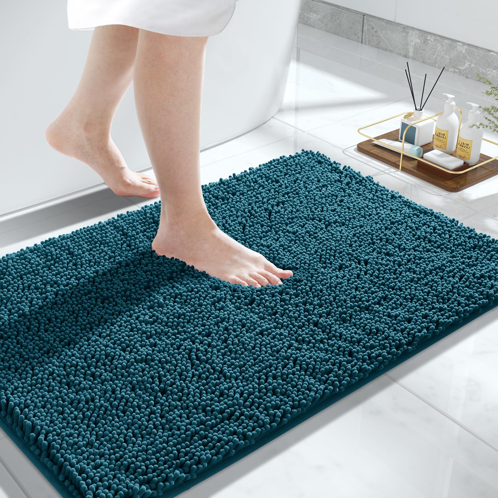 Yimobra Bathroom Rug Mat, 32 ' ' X 20 ' ', Luxury Chenille Shaggy Bath Rugs, Extra Soft & Thick, Absorbent Water, Non-Slip, Mach