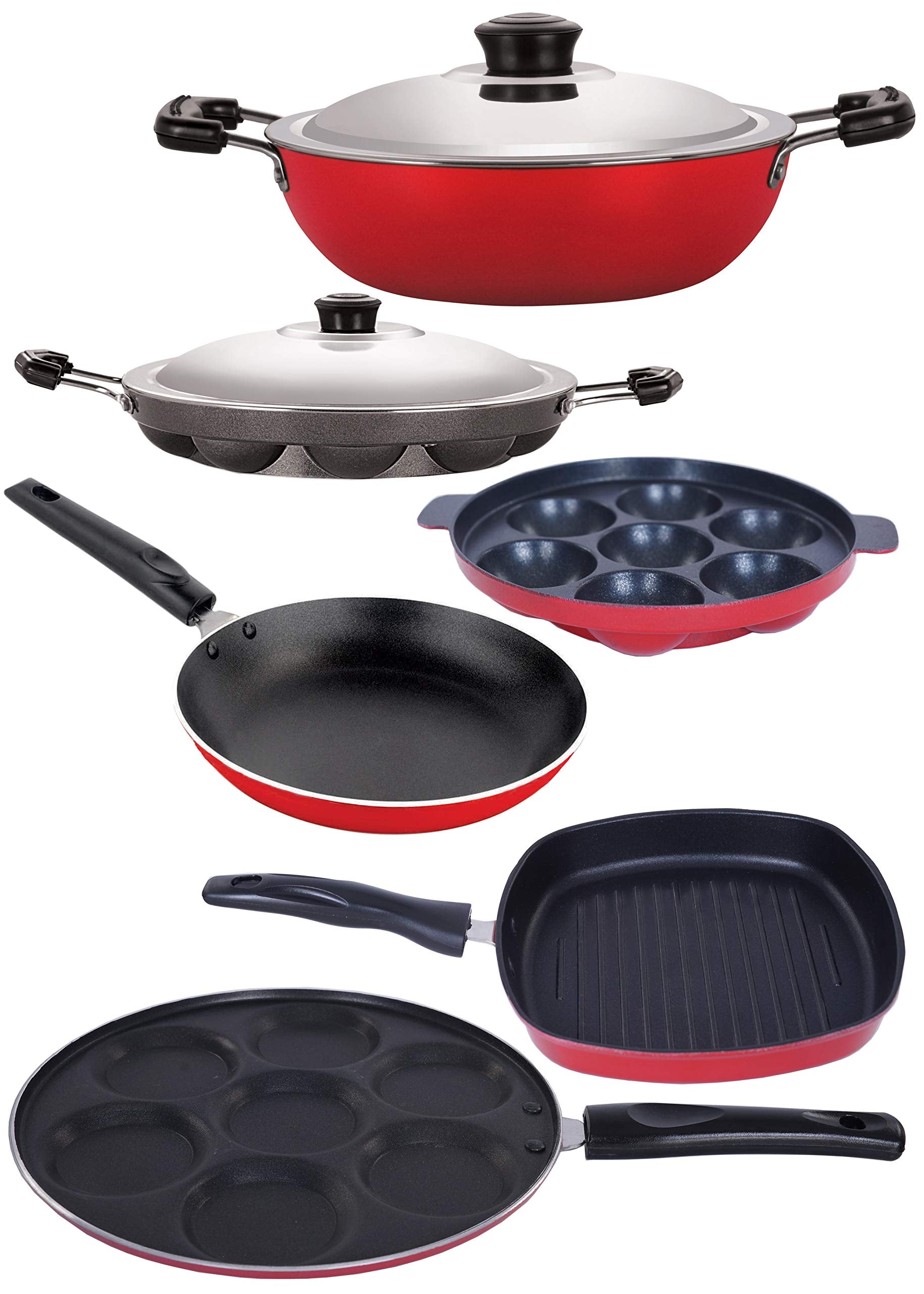 Nirlon NonStick Aluminium Kitchen Cooking Essential Set, 6 Piece Set