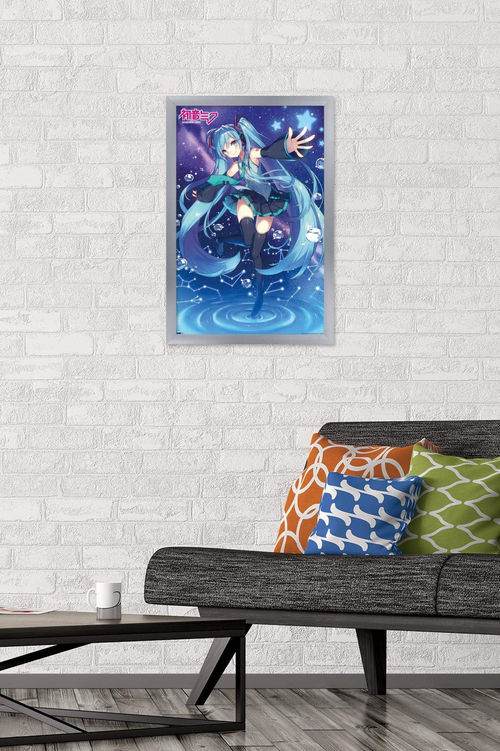 Trends International Hatsune Miku - Stars Wall Poster, 14.72'' X 22.37'', Silver Framed Version