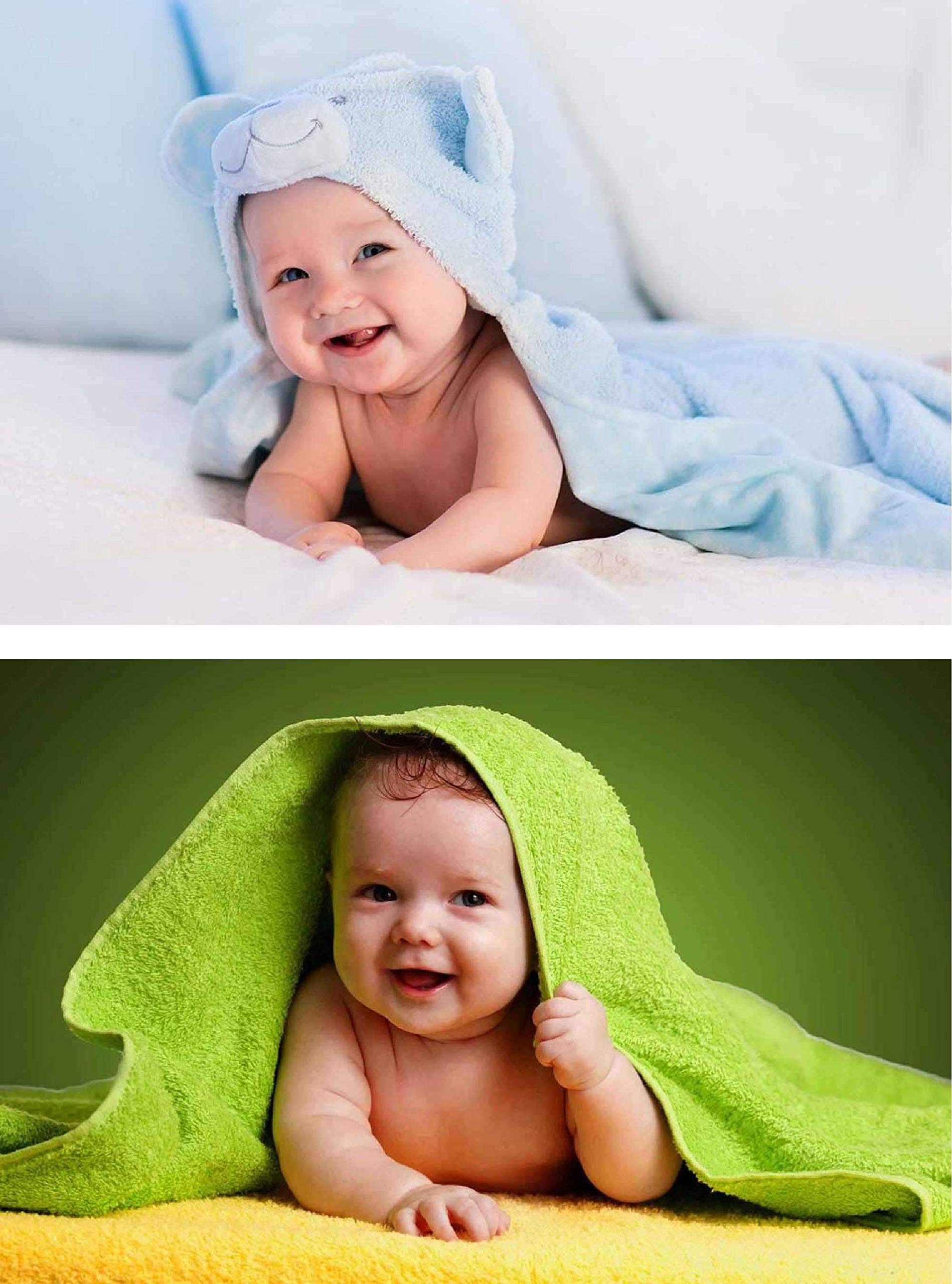 Giant Innovative Craft Qila Paper Cute Under Towel Smiling Baby Poster (Multicolour, 12 X 18 Inch)