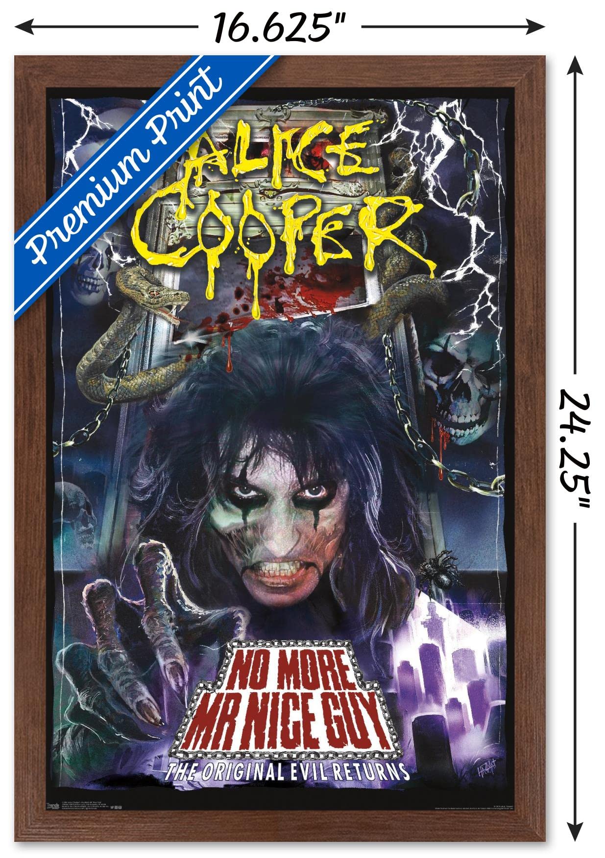 Trends International Alice Cooper - No More Mr. Nice Guy Wall Poster, 14.725'' X 22.375'', Mahogany Framed Version