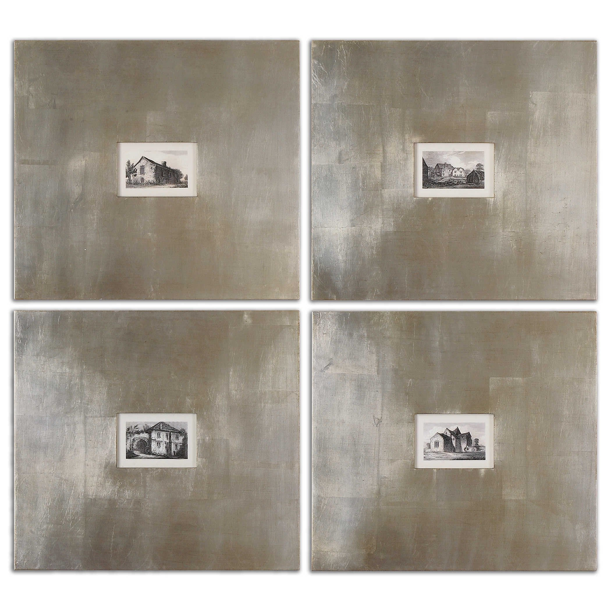 Uttermost Historical Buildings I, Ii, Iii, Iv 0.5 X 23.13 X 21.13 (Set Of 4), 21.1'' L X 23.1'' W X 0.5'' D, Rustic