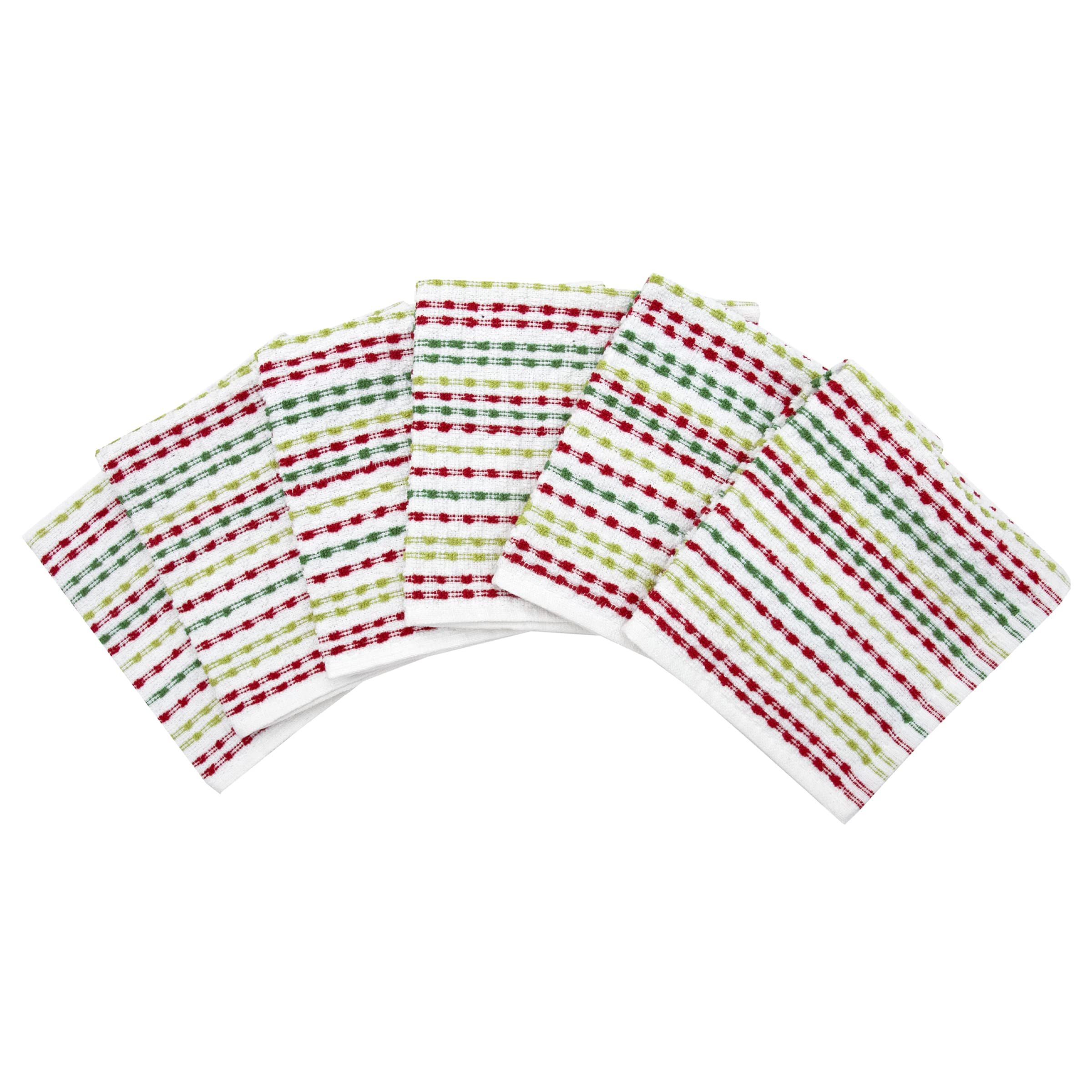 Ritz Pebble Bar Mop Cloth, Holiday Red-Green, 6 Piece Set