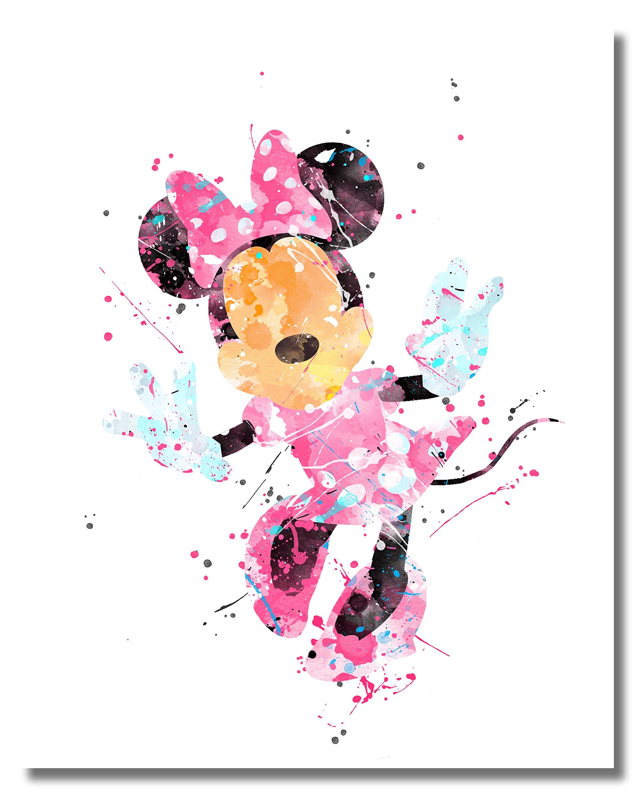 BigWig Prints Mickey & Minnie Wall Art Set - Unframed 8x10 Prints, Mickey Watercolor, Kids Room Decor, Model 43238-25614