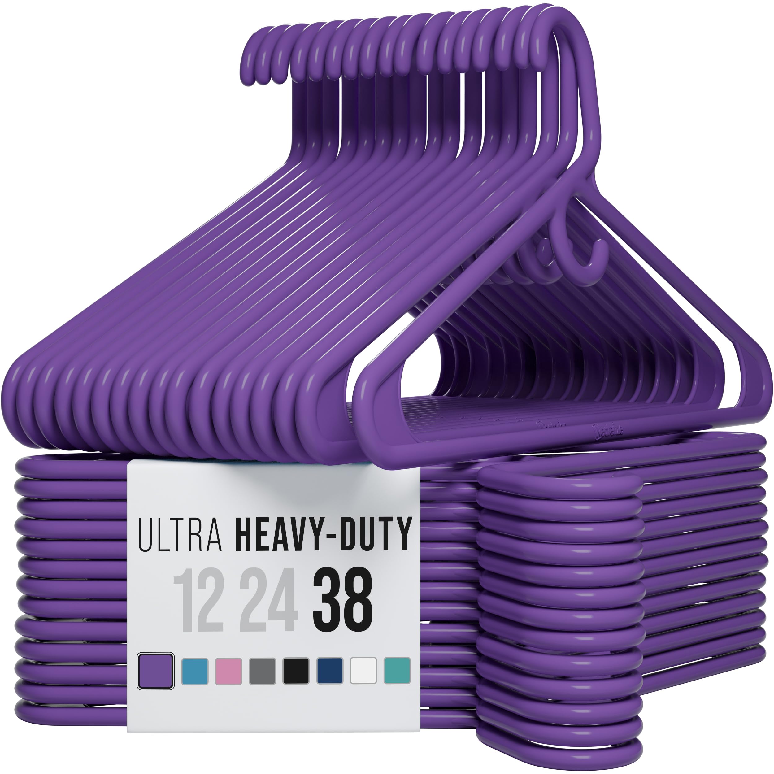 Ultra Heavy Duty Plastic Clothes Hangers - Purple - Durable Coat, Suit And Clothes Hanger. Perchas De Ropa (38 Pack - Purple)