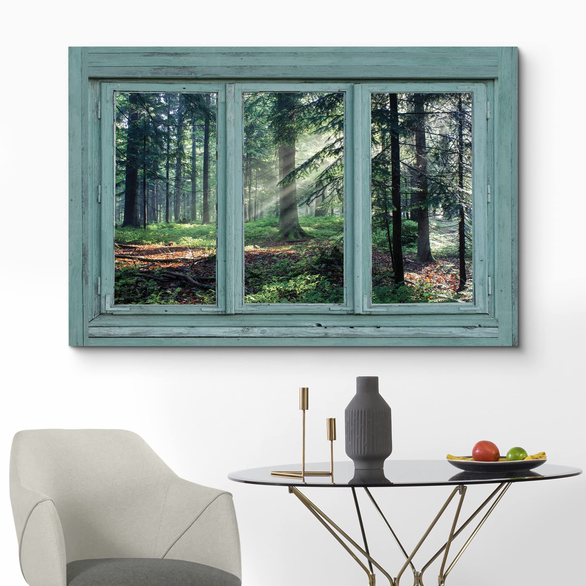wall26 Canvas Print Wall Art Window View of Sunlight in The Forest Nature Wilderness Photography Realism Rustic Landscape Colorful Vibrant for Living Room  Bedroom  Office - 24''x36''