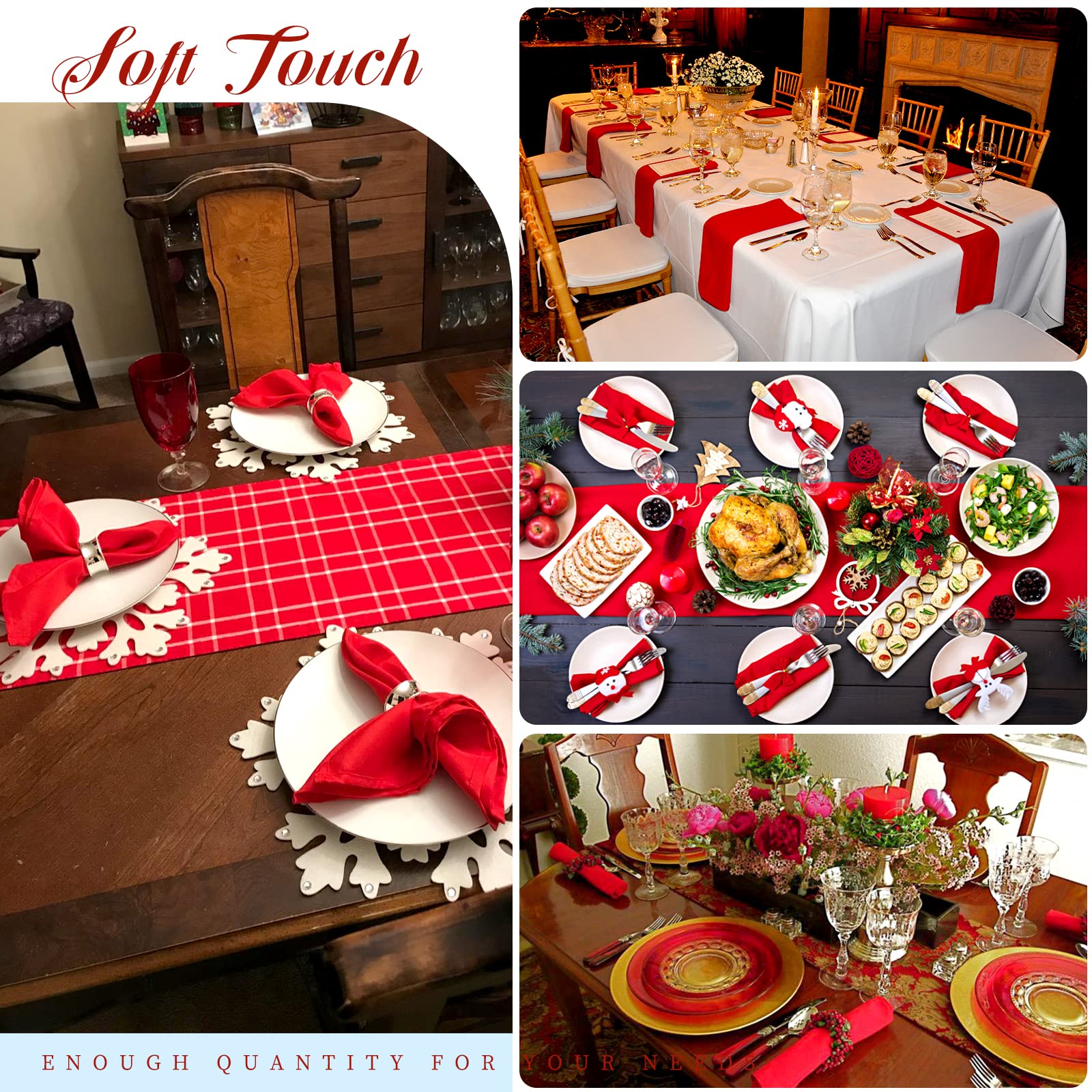 Red Satin Napkins 40 PCS Satin Napkins Cloth Square 20 x 20 Inches Soft Smooth Fabric Table Napkins Washable Dinner Satin Cloth Napkins for Wedding Party Holiday Dinner Decoration (Red)