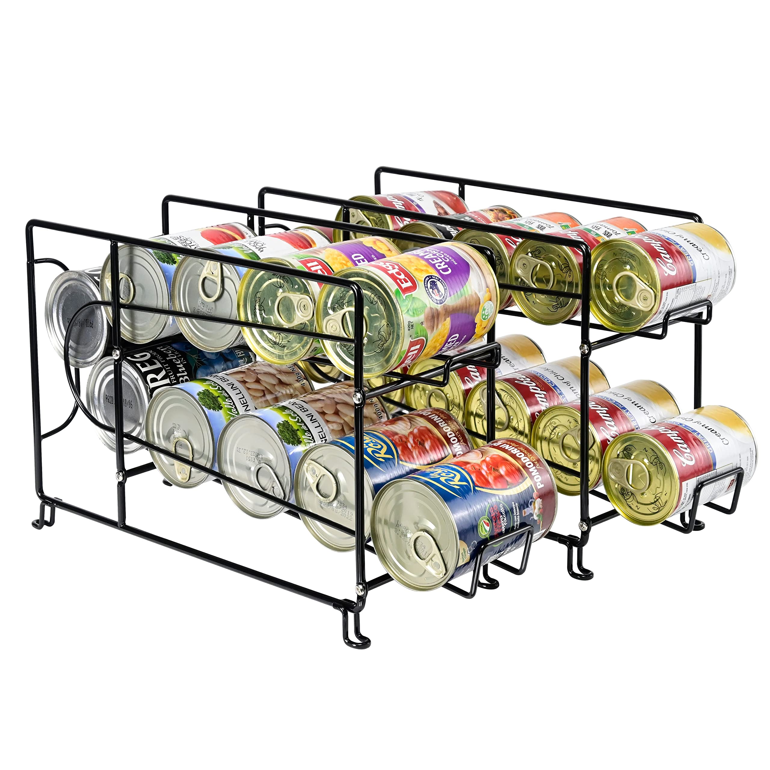 Sufauy 2-Pack Standing Stackable Beverage Soda Can Dispenser Can Storage Organizer Rack For Pantry Cabinet Or Refrigerator, Blac
