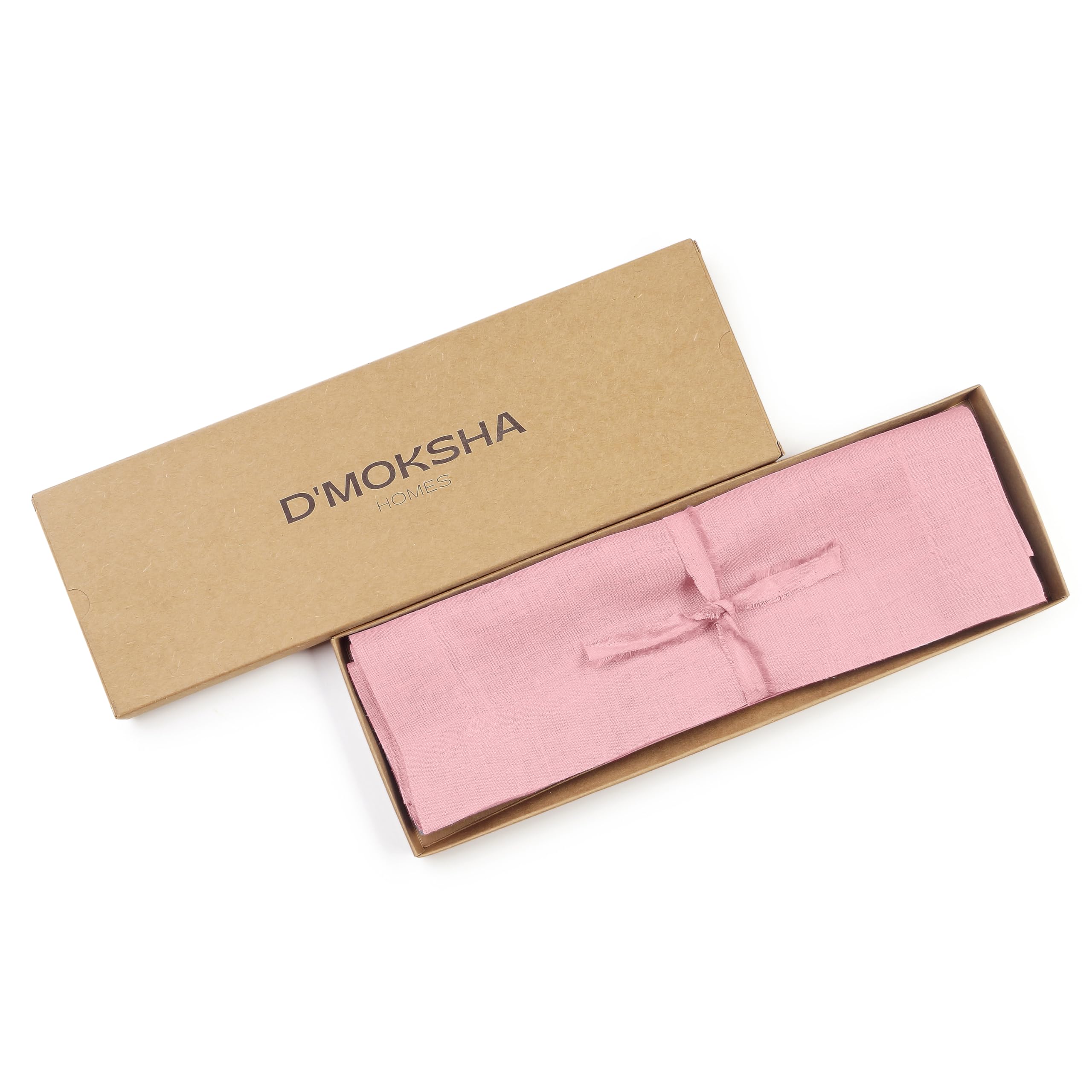 D'Moksha Homes Linen Placemats Set Of 4-100% Pure Linen Dusty Pink Placemats 14 X 19 Inch - Washable Dusty Pink Placemats For Ea