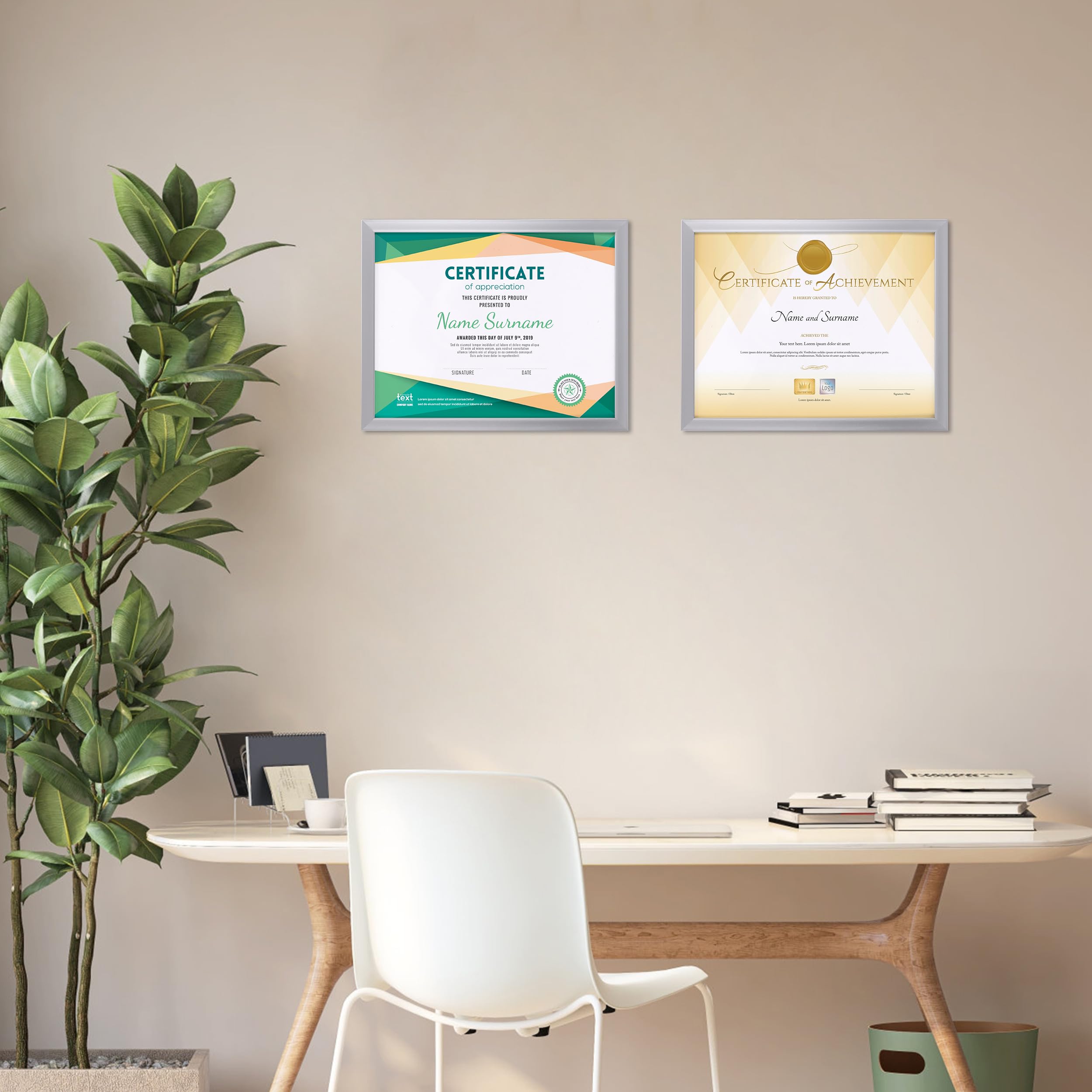 EYMPEU 8.5x11 Picture Frames Silver Set of 7, 8.5 x 11 Certifaicate Frame Document Award Diploma Display, Wall or Tabletop