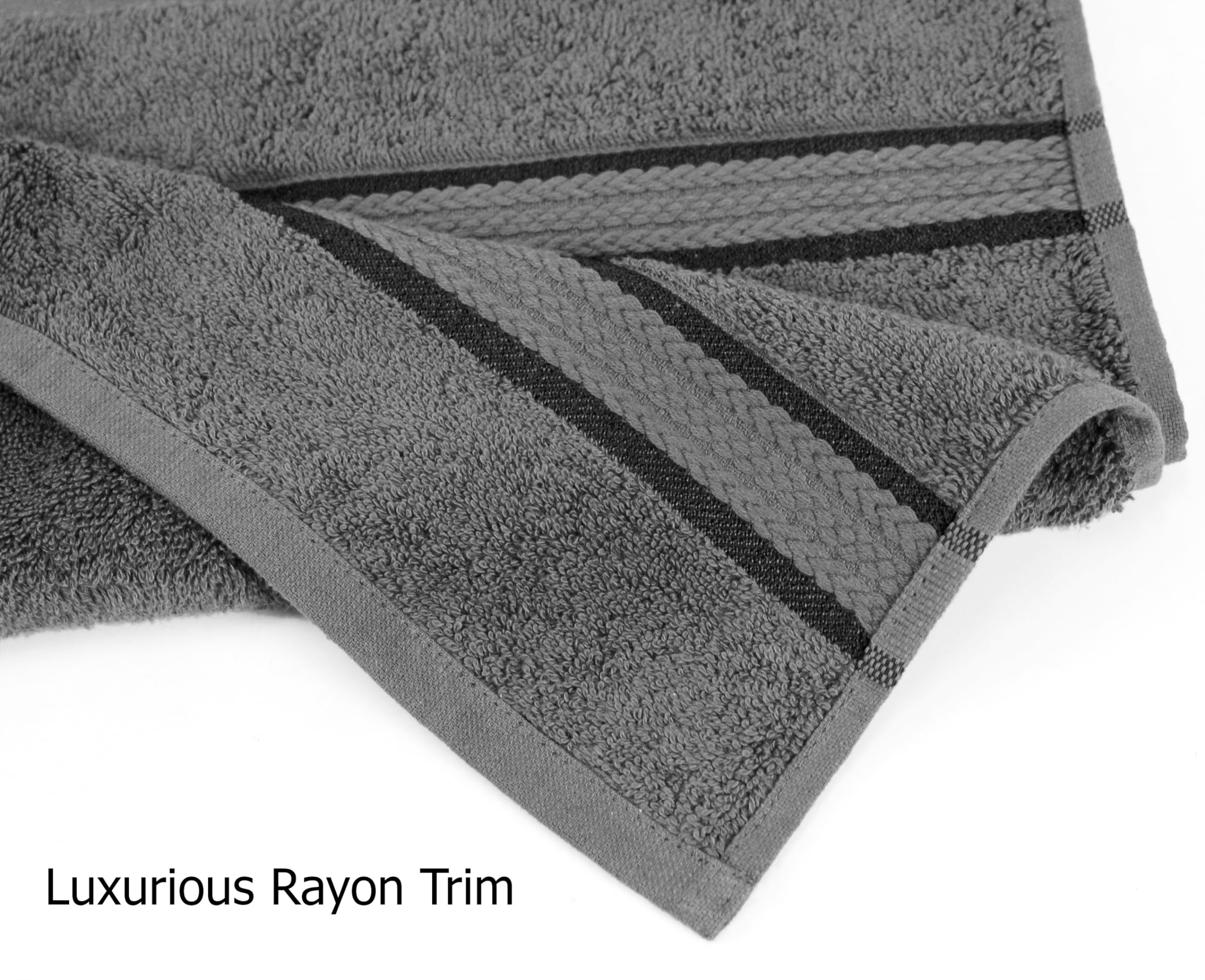 Cotton Craft Ultra Soft 12 Pack Wash Cloths 12X12 Charcoal Weighs 2 Ounces Each - 100% Pure Ringspun Cotton - Luxurious Rayon Tr