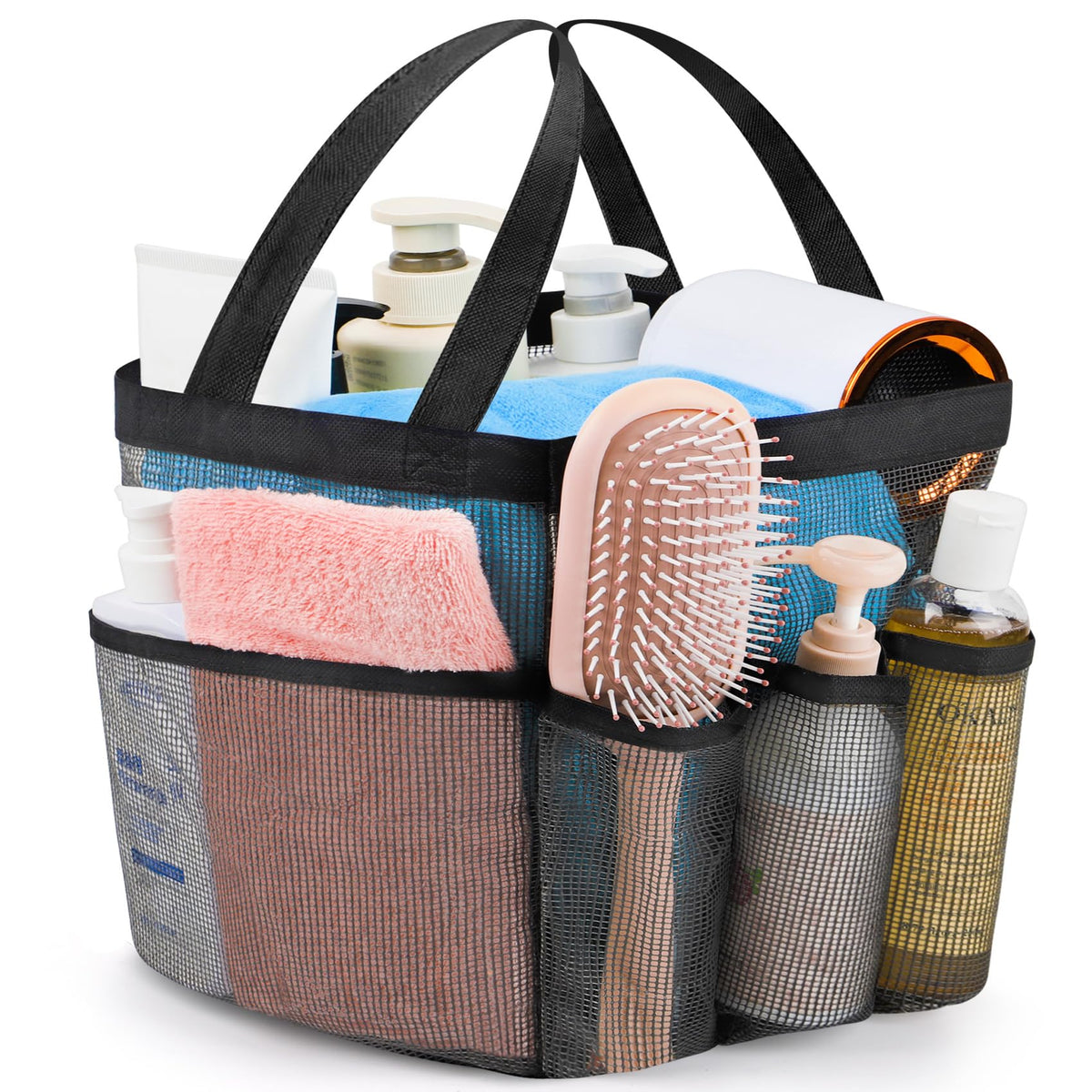 Attmu Mesh Shower Caddy Portable For College Dorm Room Essentials With 8 Pockets, Hanging Shower Caddy Dorm Basket, Quick Dry Sh