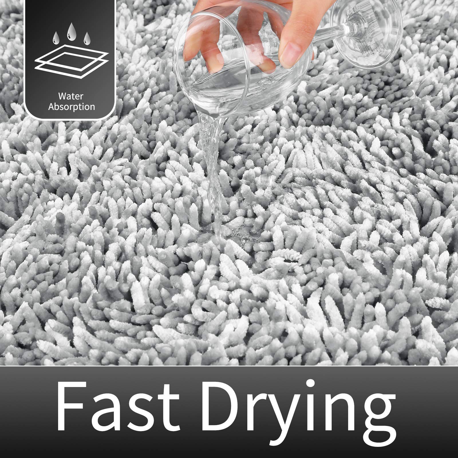 Yimobra Bathroom Rug Mat 24 X 17 Inch, Extra Soft And Absorbent Luxury Chenille Shaggy Bath Rugs Non Slip, Machine Washble Dry,