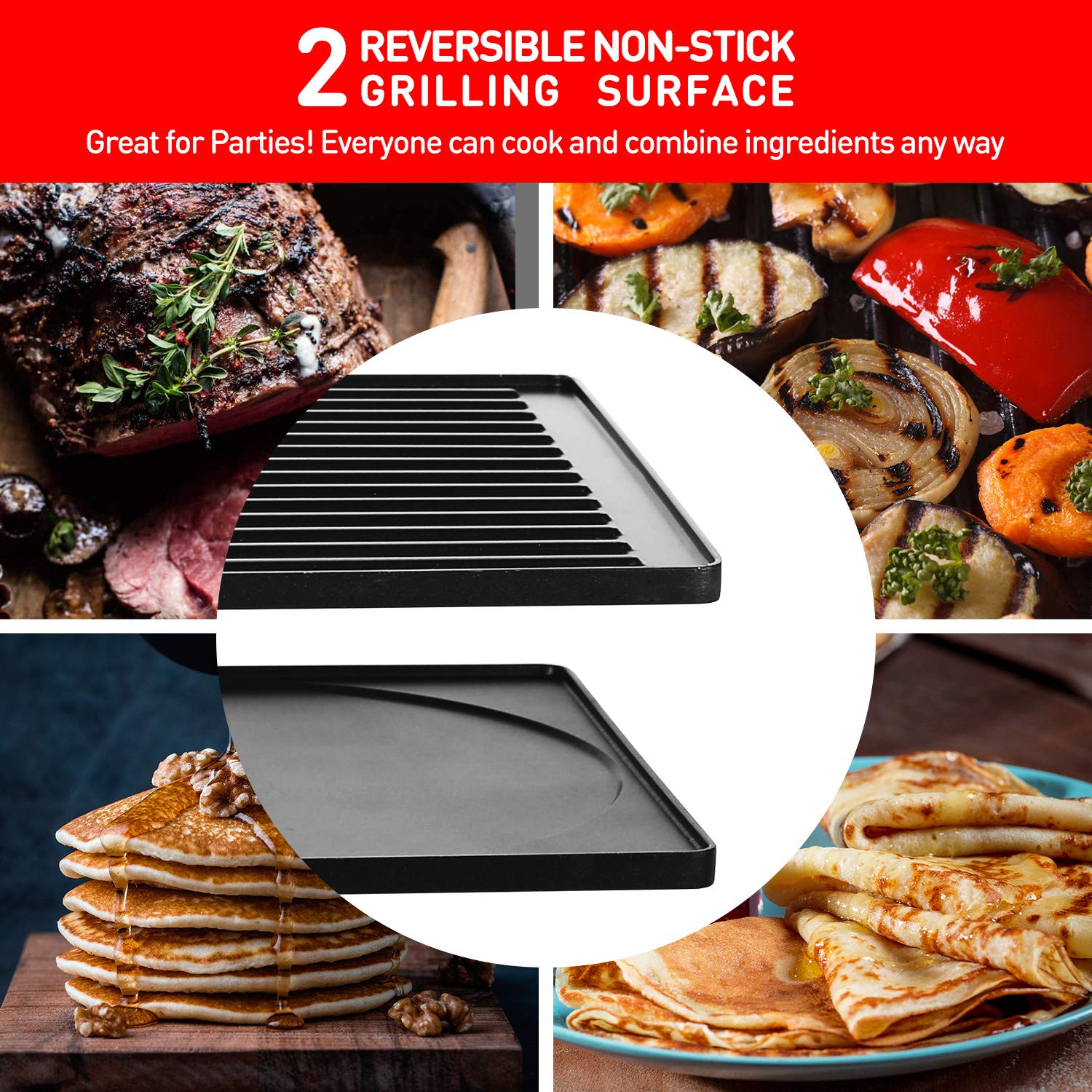 Raclette Grill  Techwood Electric Table Indoor Grill Korean BBQ Grill  Removable 2-in-1 Non-Stick Grill Plate  1500W Fast Heating with 8 Cheese Melt Pans  Ideal for Parties and Family Fun