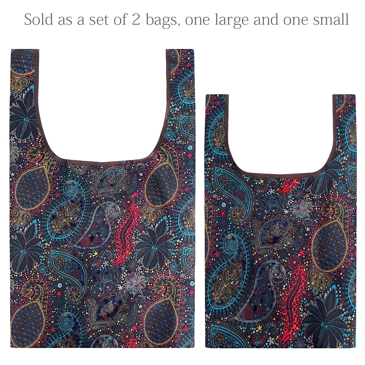 Wrapables Jolibag Collection Reusable Shopping Bag (Set Of 2), Cosmic Paisley
