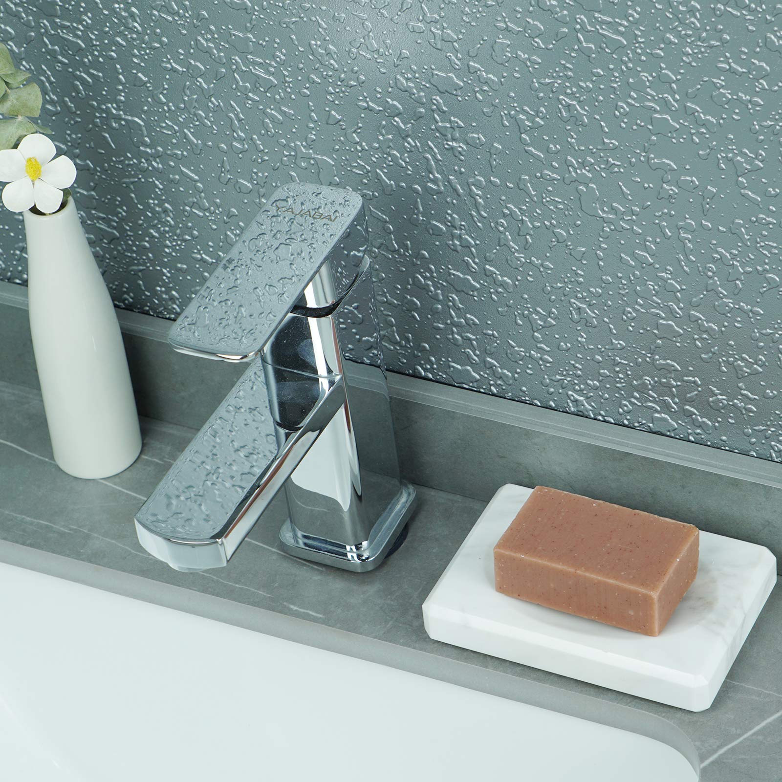 White Soap Dish Tray Marble Soap Holder Trinket Plate For Bathroom Sink Kitchen Countertop Bedroom Vanity Bathroom Accessory Rec