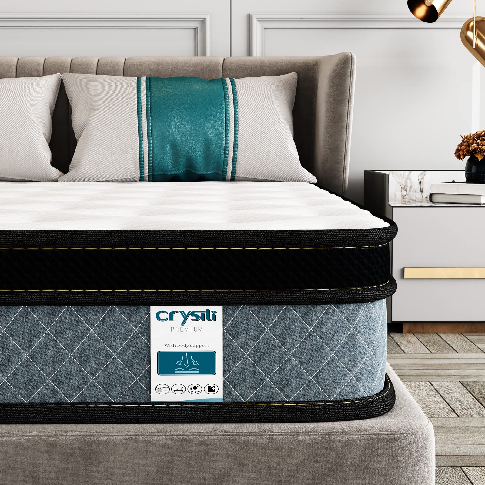 Crystli King Mattress, 10 Inch Memory Foam Mattress With Innerprings Hybrid King Mattress In A Box Pressure Relief & Supportive