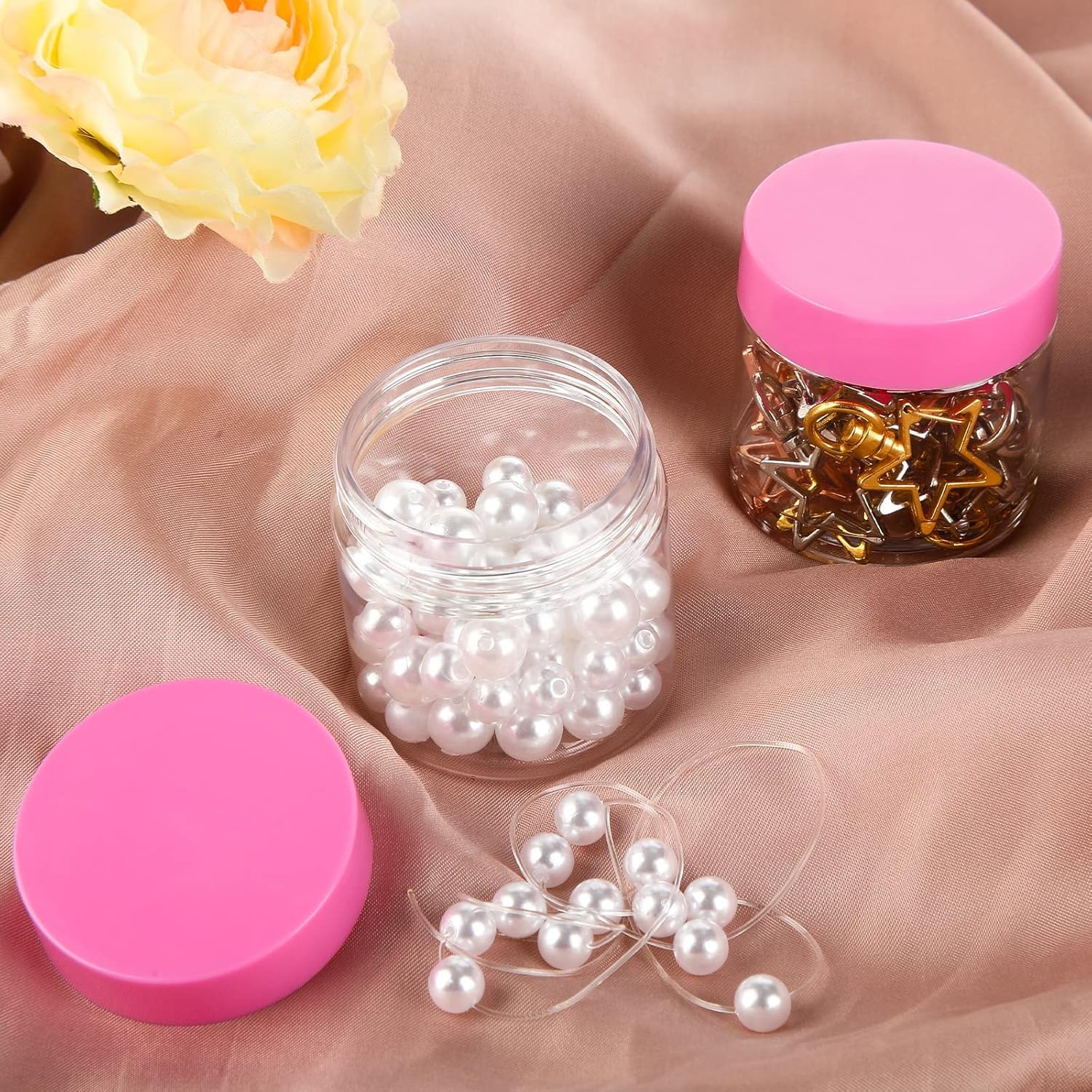 Satinior 12 Pack 2 Oz Plastic Container Jars With Lids Round Clear Travel Cosmetic Container Slime Jars For Toiletries, Lotion,