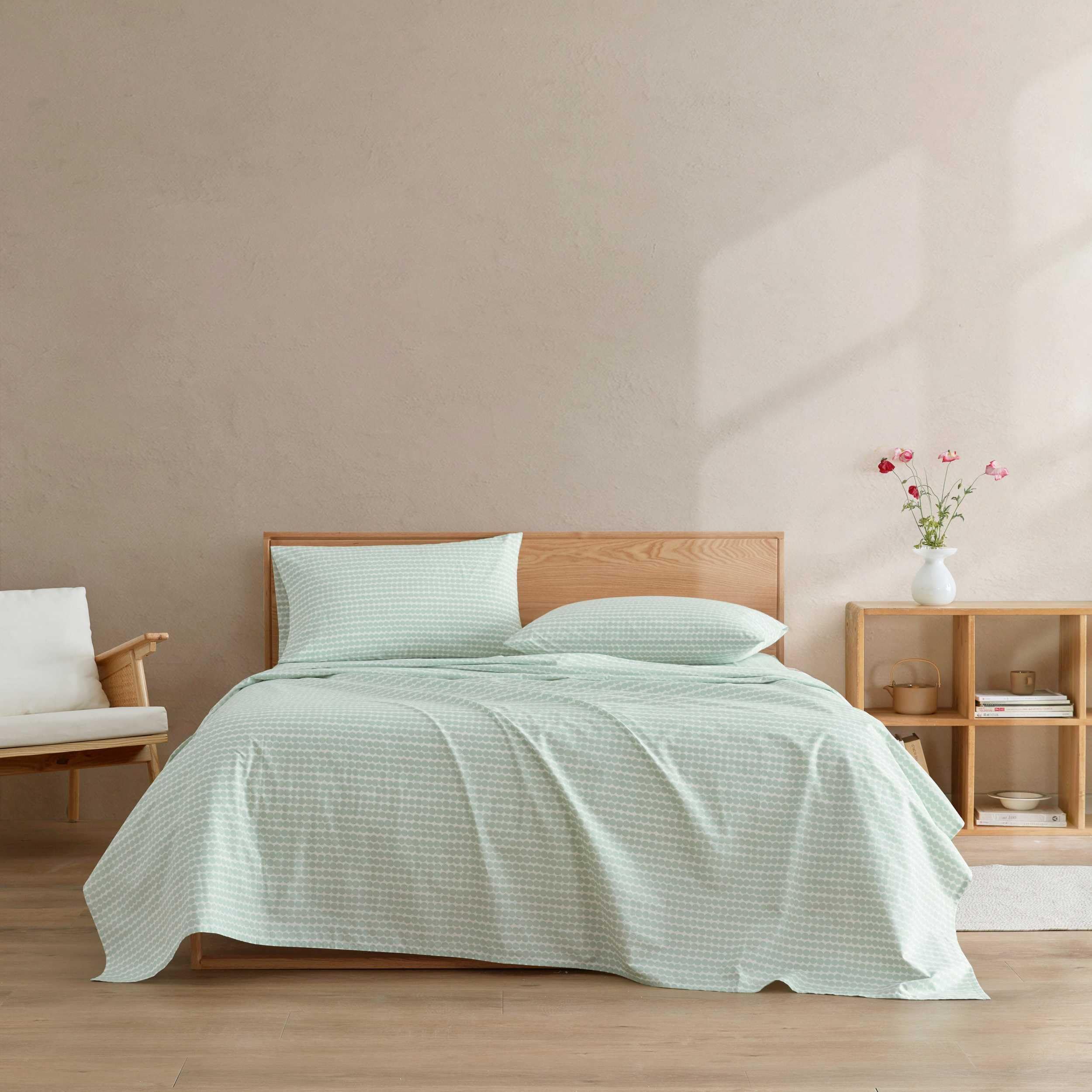 Marimekko  Queen Size Sheets Set, Crisp & Tailored Cooling Sheets W/A Naturally Smooth Cotton Percale Lightweight Feel  Matchi