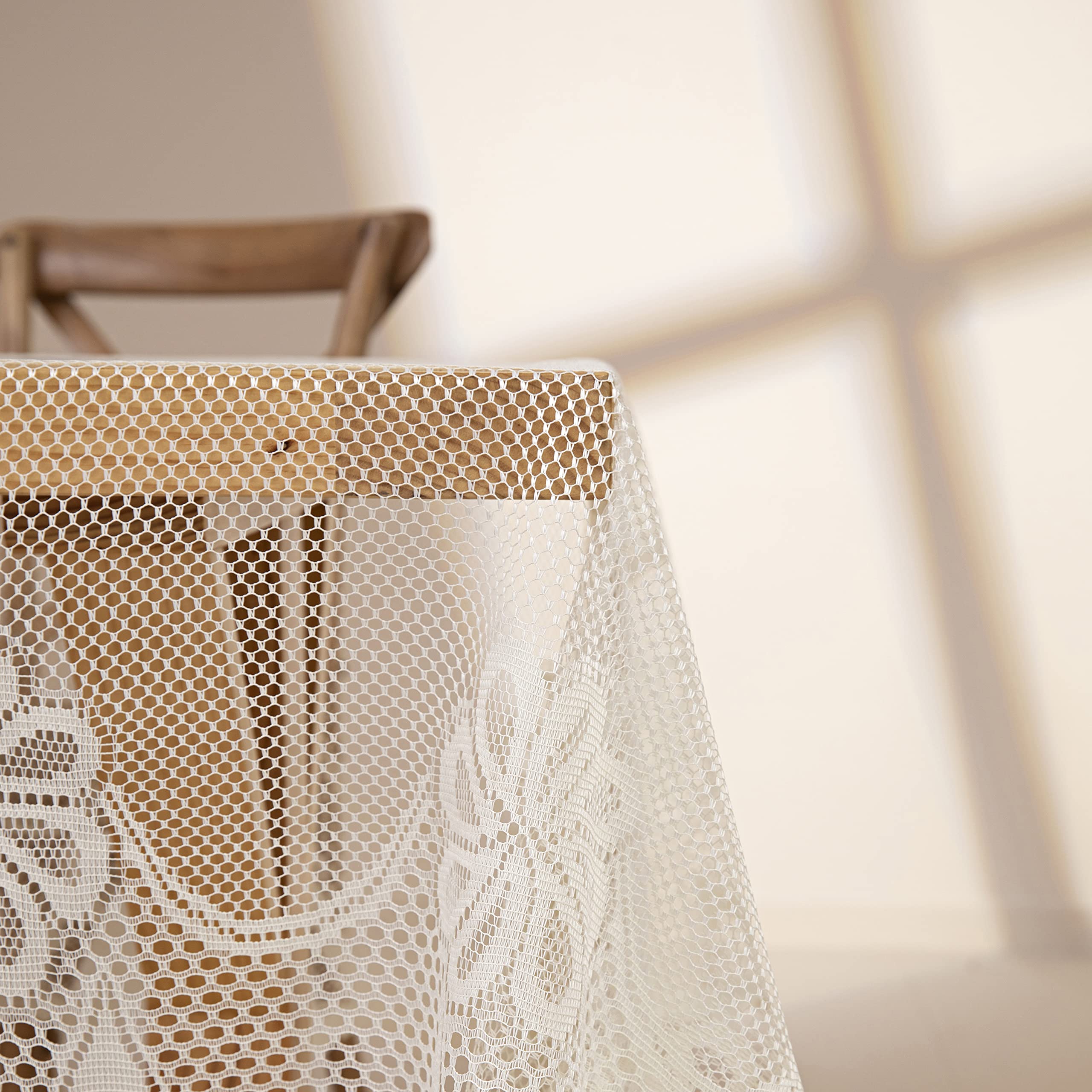 Gefeii White Lace Tablecloth Rectangular For Rectangle Table Crochet Lace Tablecloths Oblong 60''X104'' For Kitchen Wedding Part