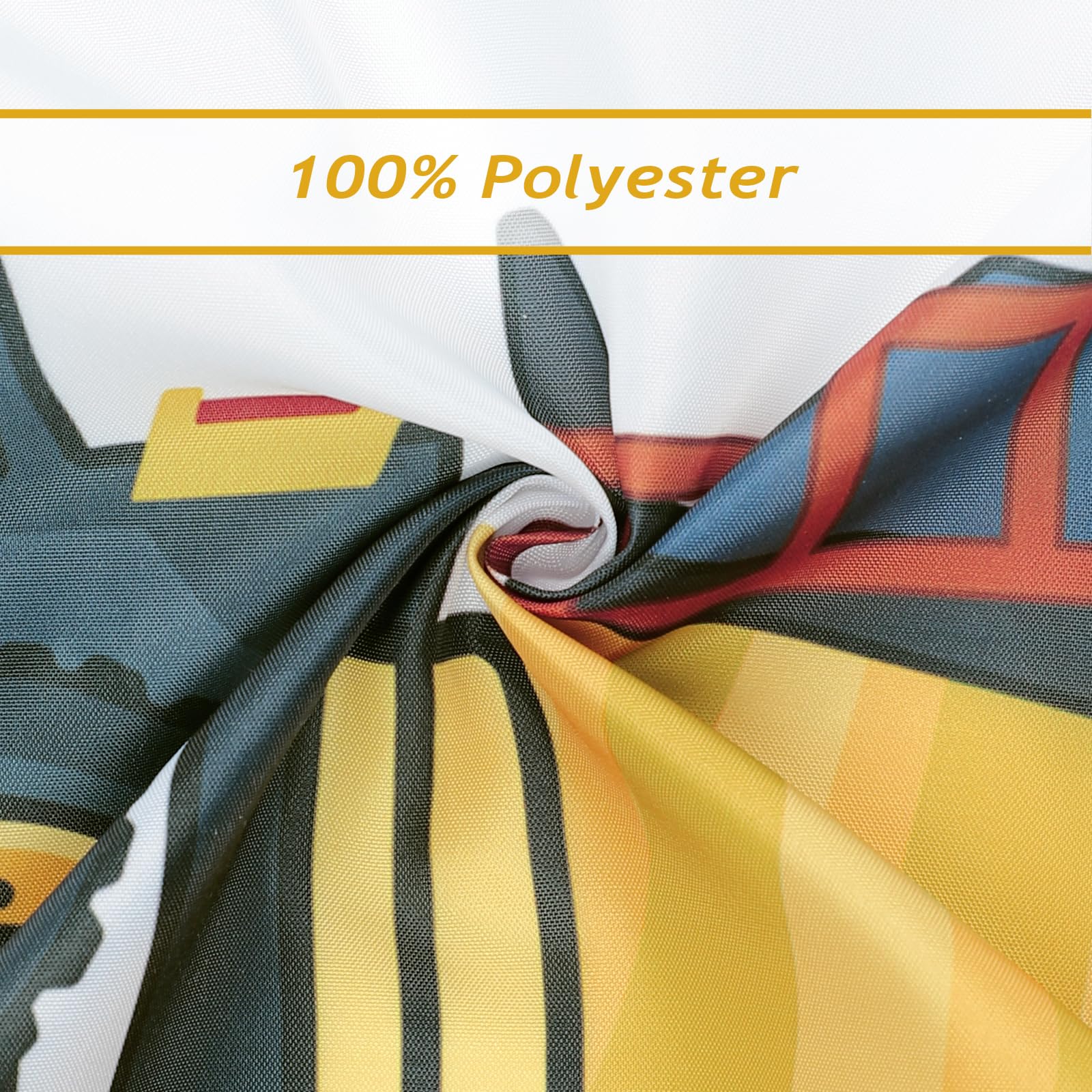 Bonhause Kids Construction Shower Curtain, Cartoon Machinery Vehicle Excavator Tractor Truck Car Shower Curtain For Boy 72X72 In