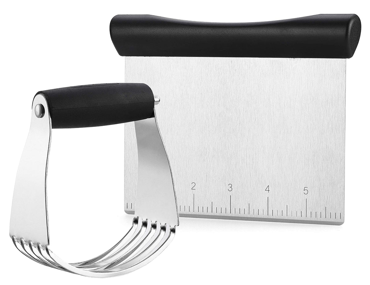 Spring Chef - Dough Blender and Pastry Cutter, Stainless Steel Nut, Pie, Pastry and Dough Cutter and Scraper, Multipurpose Bakin