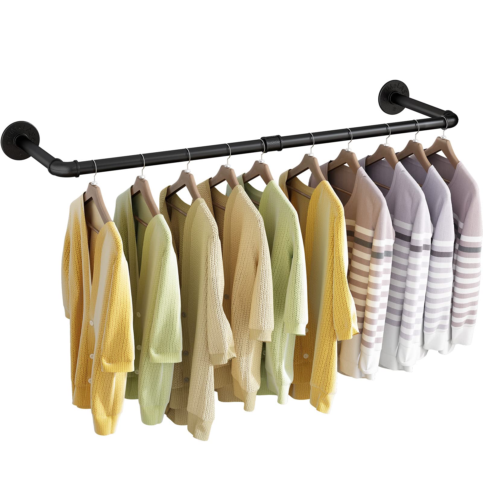 Ulspeed Clothes Rack, 38.4In Wall Mounted Industrial Pipe Clothing Rack, Garment Rack Space Saver Hanging, Heavy Duty Detachable