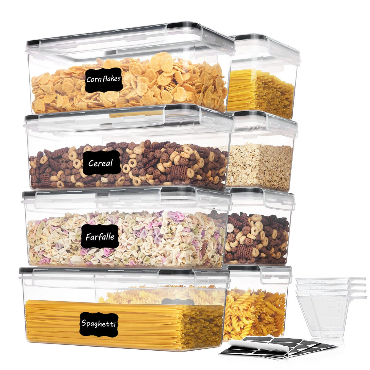 Vtopmart Airtight Food Storage Containers With Lids 8Pcs Set 3.2L, Plastic Spaghetti Container For Pasta Organizer, Bpa Free Air