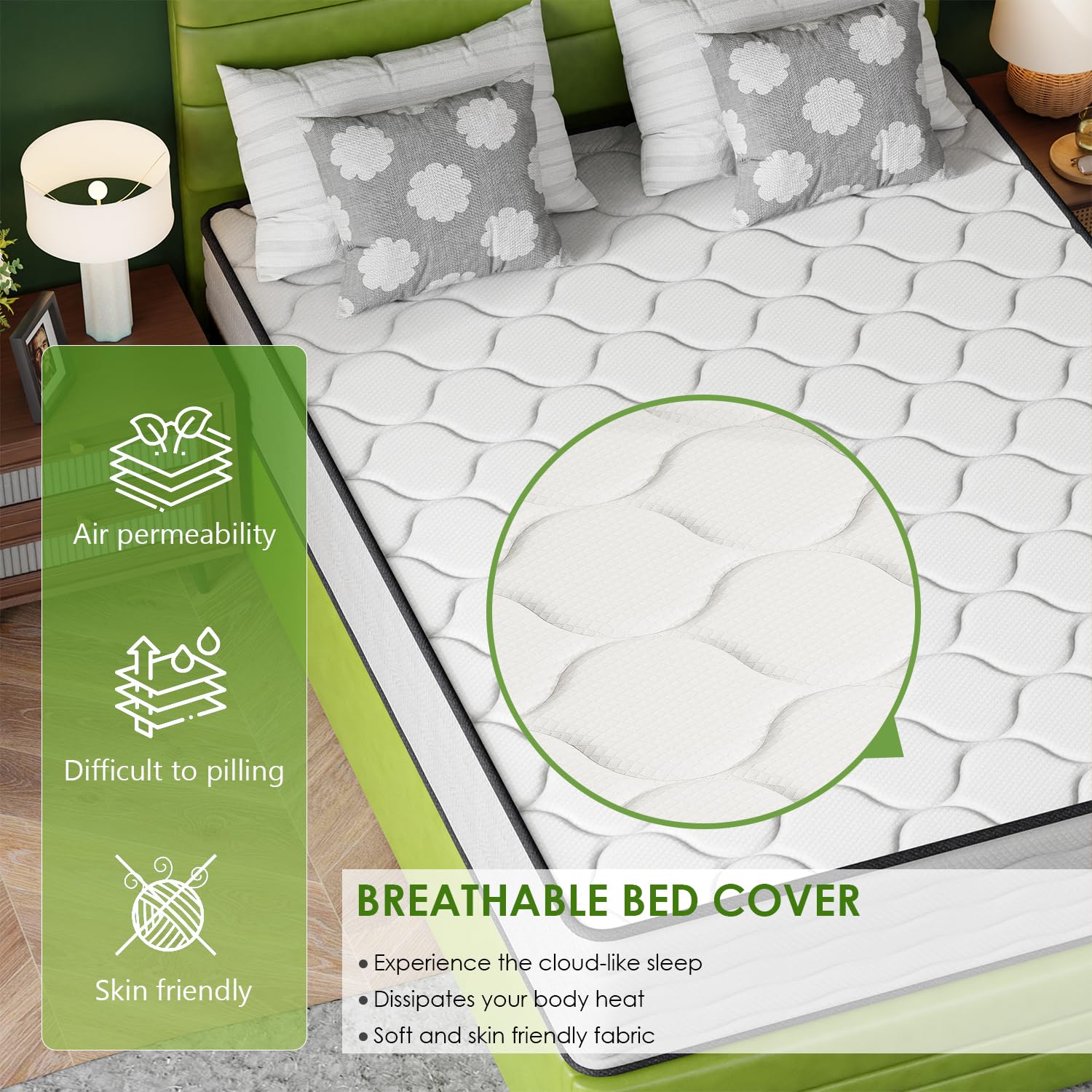 Paylesshere 12 Inch Innerspring Queen Mattress In A Box With Bamboo Charcoal Gel Memory Foam Fiberglass Free Certipur-Us Certifi