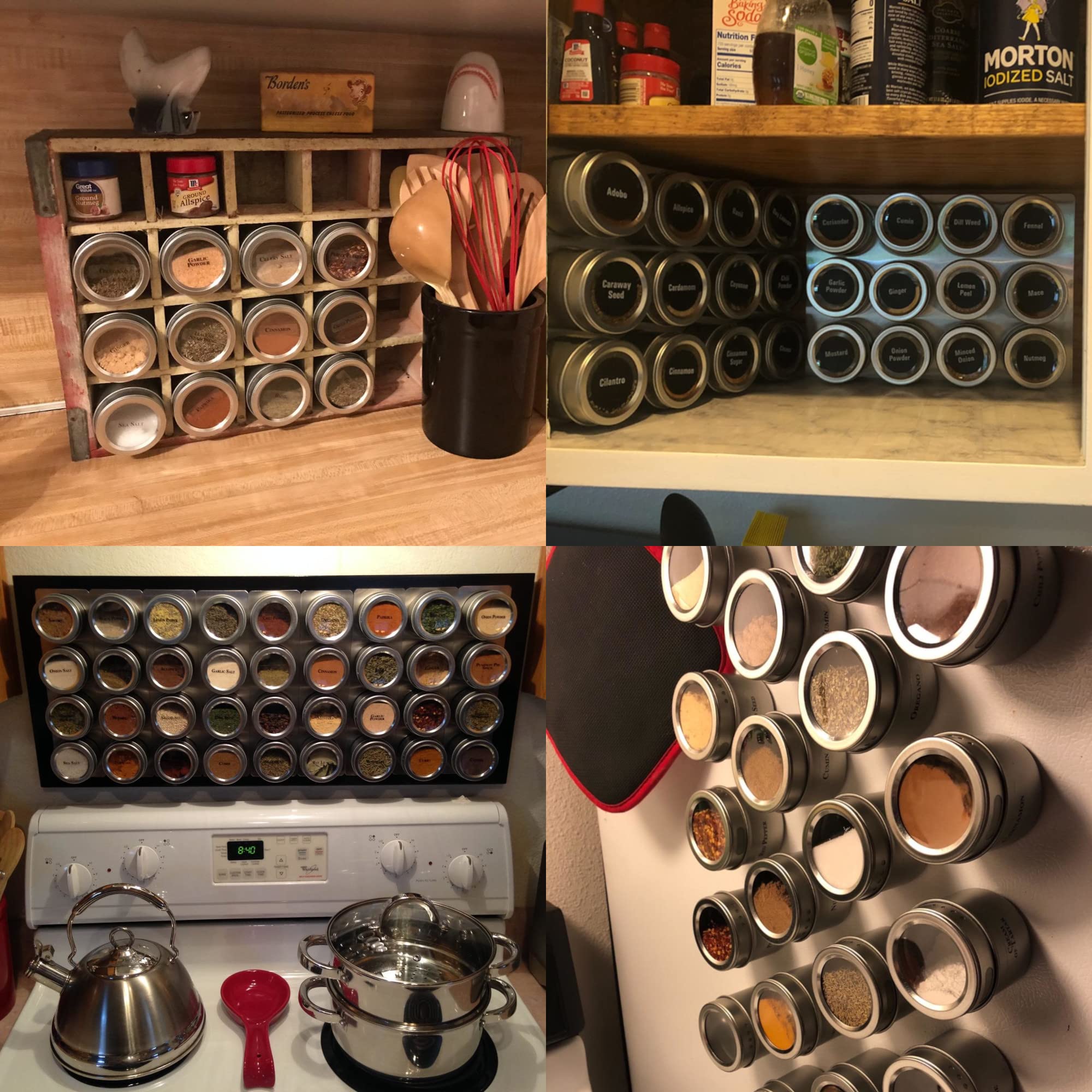 CMS MAGNETICS - (12-Pack Tin Jars Multi-Purpose Magnetic Container Organizer for DYI Craft Supplies  Tools  Paperclips  Office Supplies  and Spices for the Kitchen Refrigerator with Label Stickers