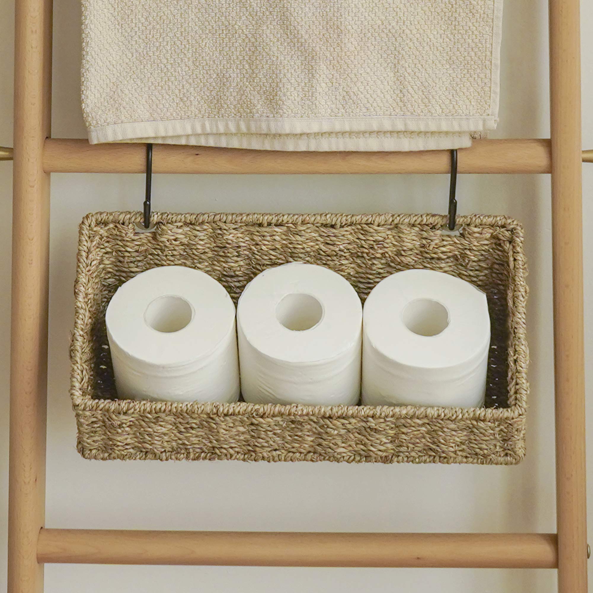 Storageworks Woven Wall Baskets For Storage, Seagrass Baskets For Shelf, Wall Storage For Kitchen And Bathroom, Hanging Baskets