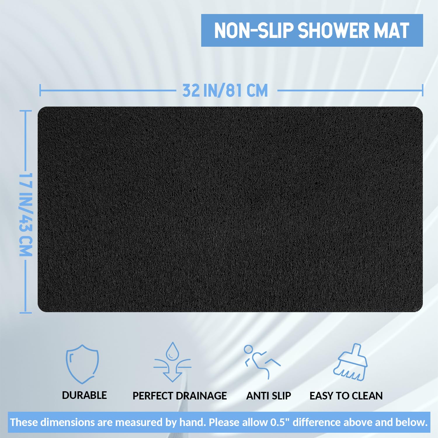 Hargiis Non-Slip Bathtub Mat, Anti Slip Shower Mat, Fast Drying Bathtub Mats, Foot Scrubber Mat, Anti Slip Mat For Tub, Floor, B
