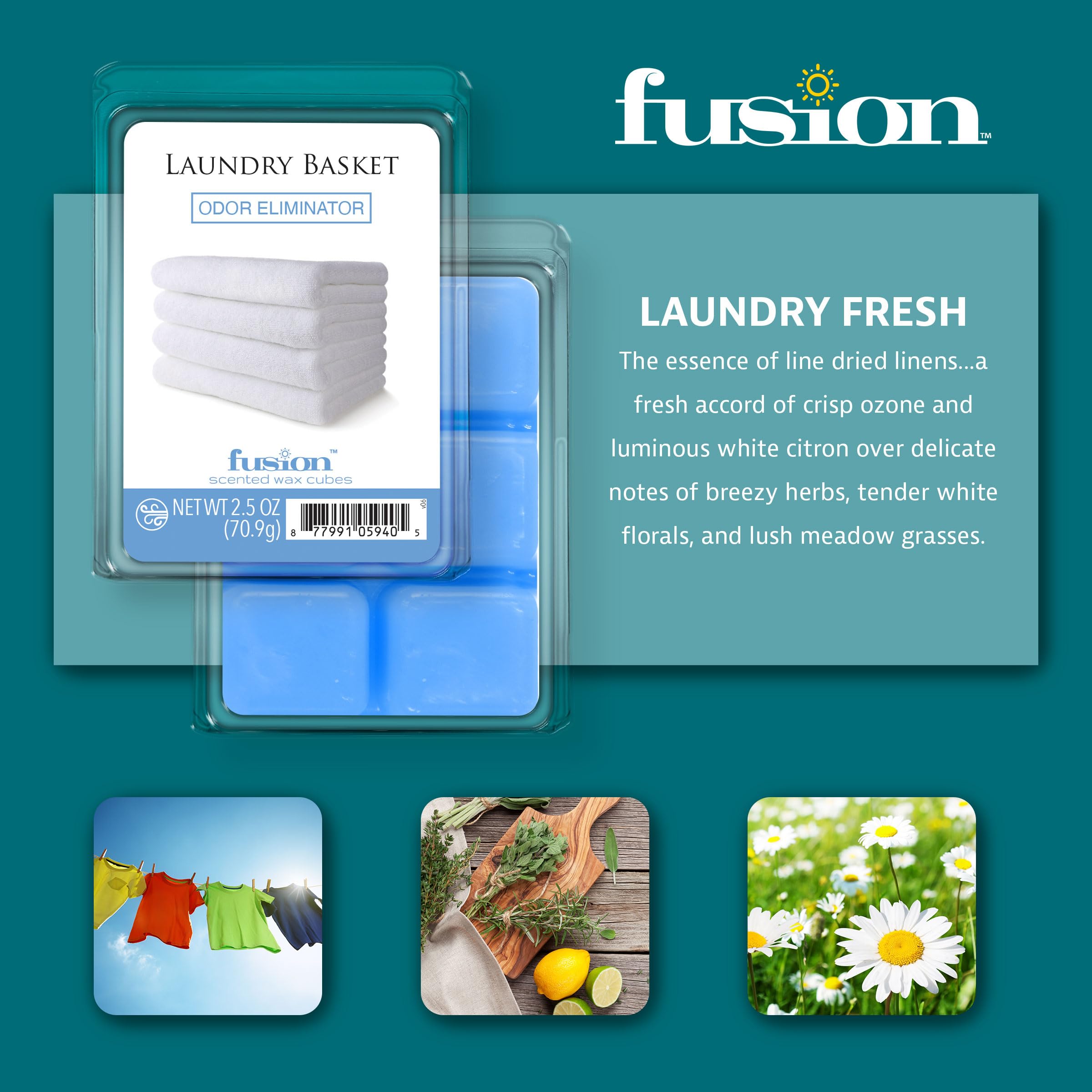 FUSION by Scentsationals Scented Wax Fragrance Melts - Laundry Basket - Wax Cubes Pack, Home Warmer Tart, Electric Wickless Cand