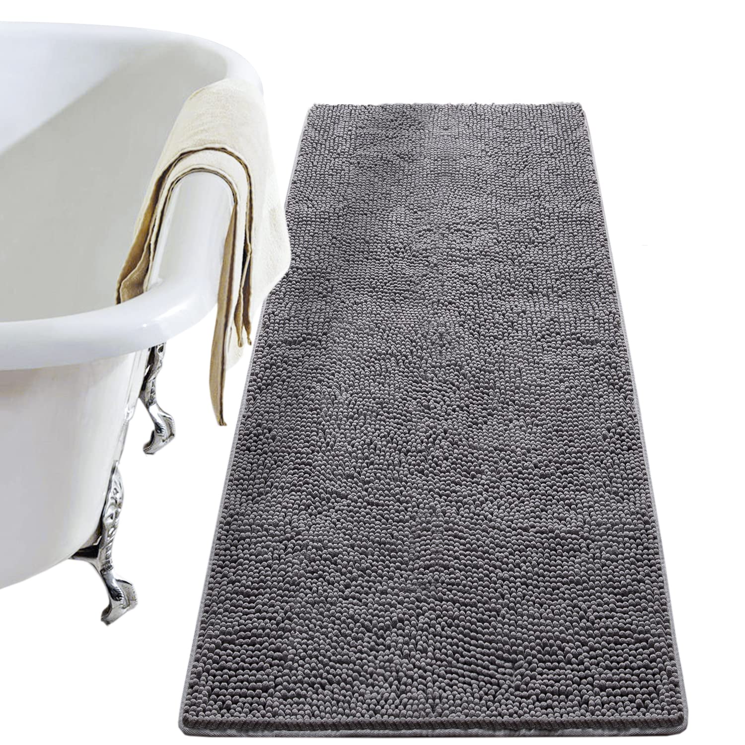 Lochas Luxury Bathroom Rug Shaggy Bath Mat 24 X 70 Inch, Washable Non Slip Bath Rugs For Bathroom Shower, Soft Plush Chenille Ab