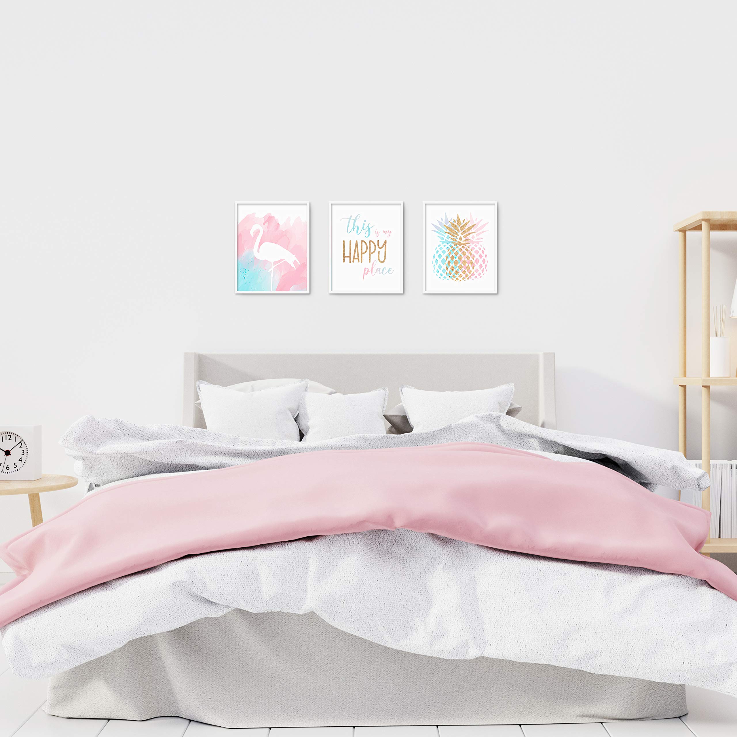 Brooke & Vine Teen Girl Room Wall Decor Art Prints (UNFRAMED 8 x 10) Inspirational Wall Art  Motivational Quotes Posters for Kids  Tween Women Office Bedroom  Dorm  Cubicle  Desk - Pineapple  Flamingo